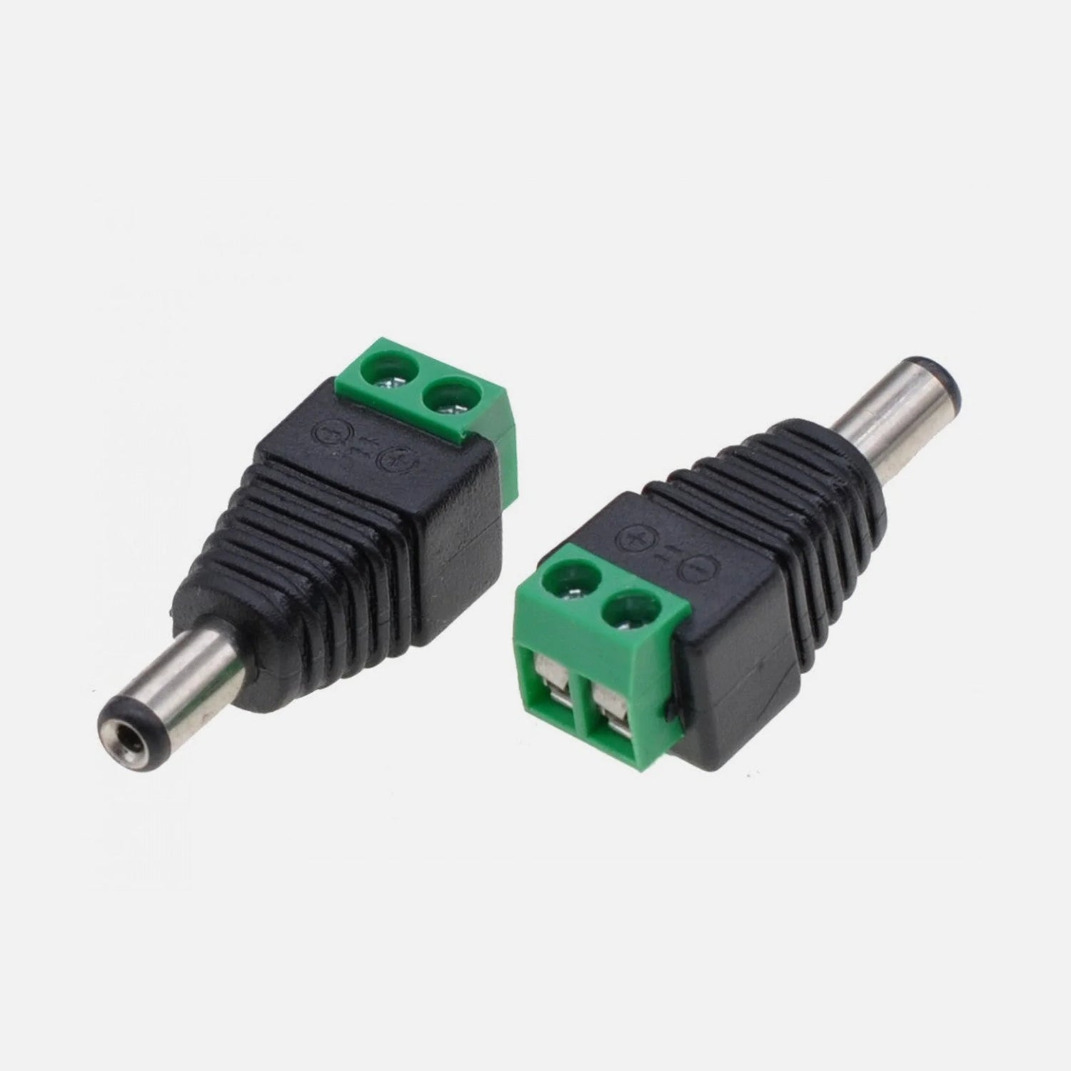 GBC 67.3750.69/S DC barrel 5.5×2.1mm male plug with two-pole screw terminal block