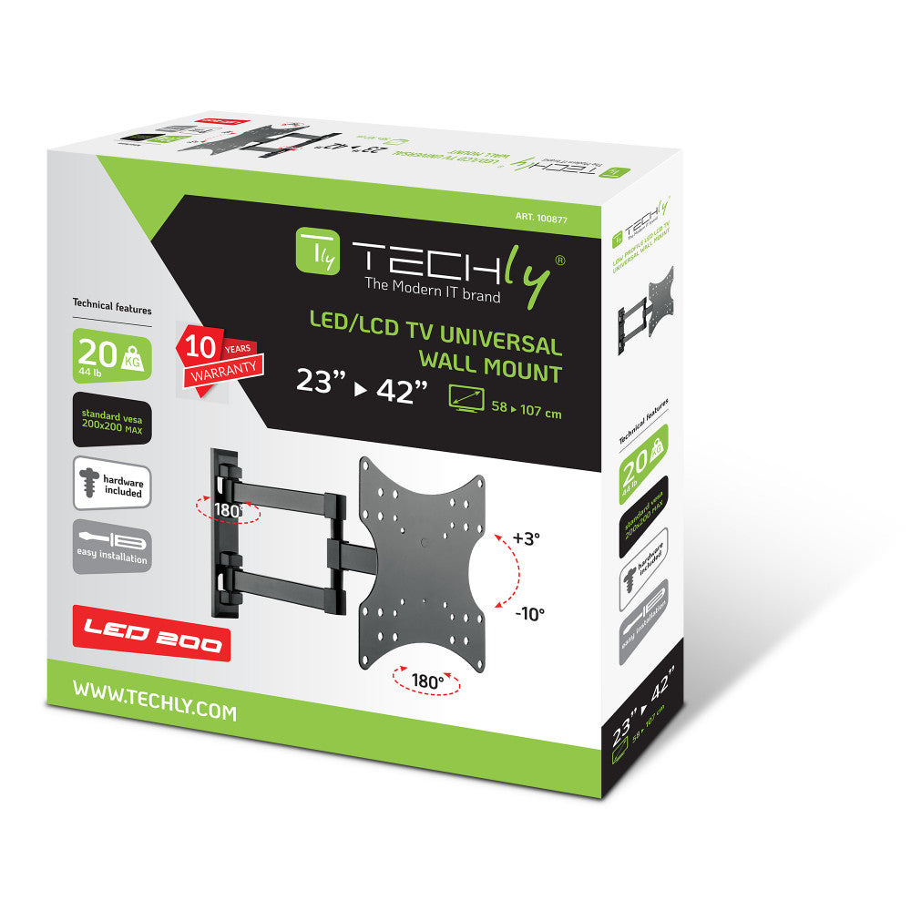 Techly ICA-LCD 2923E Tilting TV Wall Mount 23-42" Black - view 7
