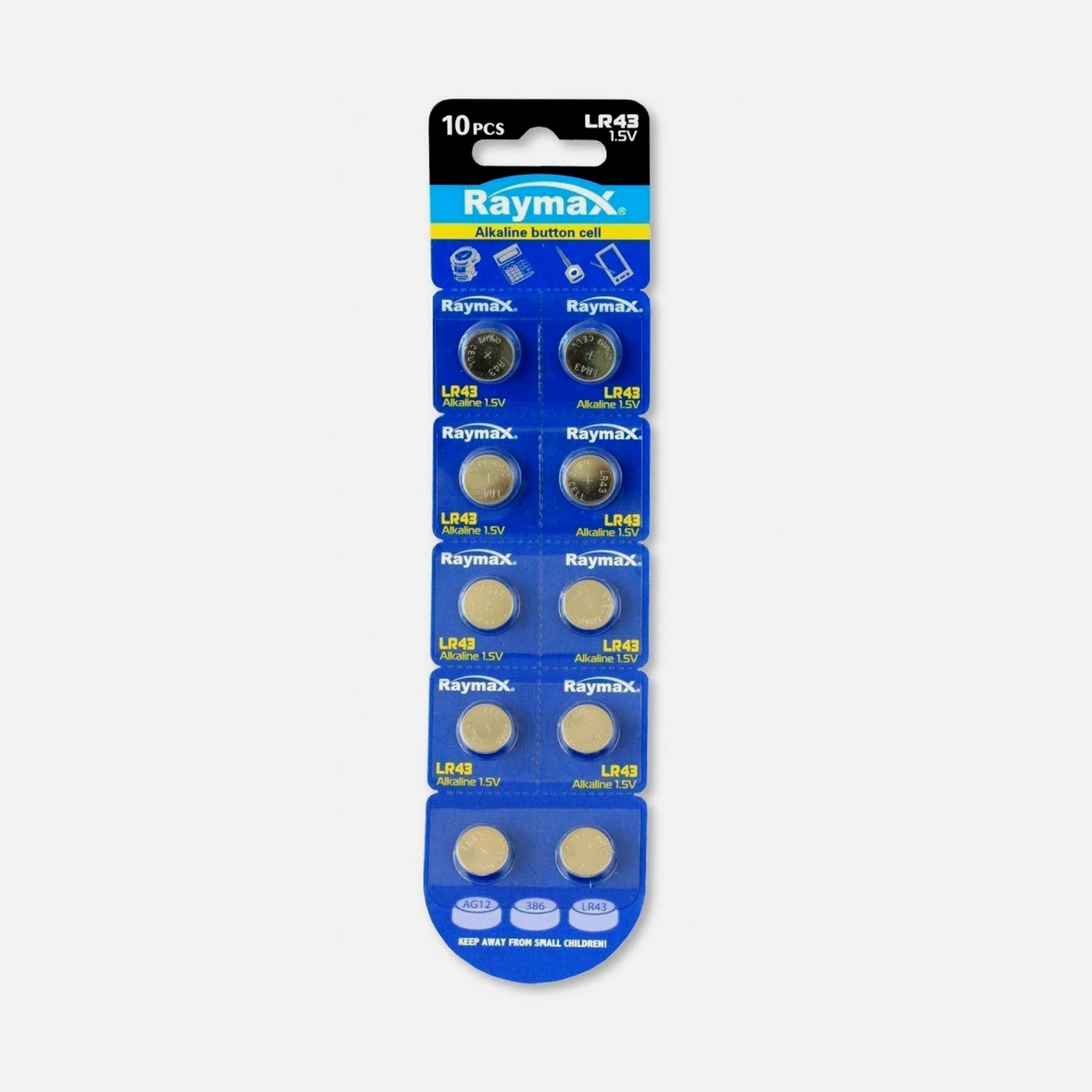 Raymax IBT-KLR43 LR43 Alkaline Batteries 1.5V 10 pcs