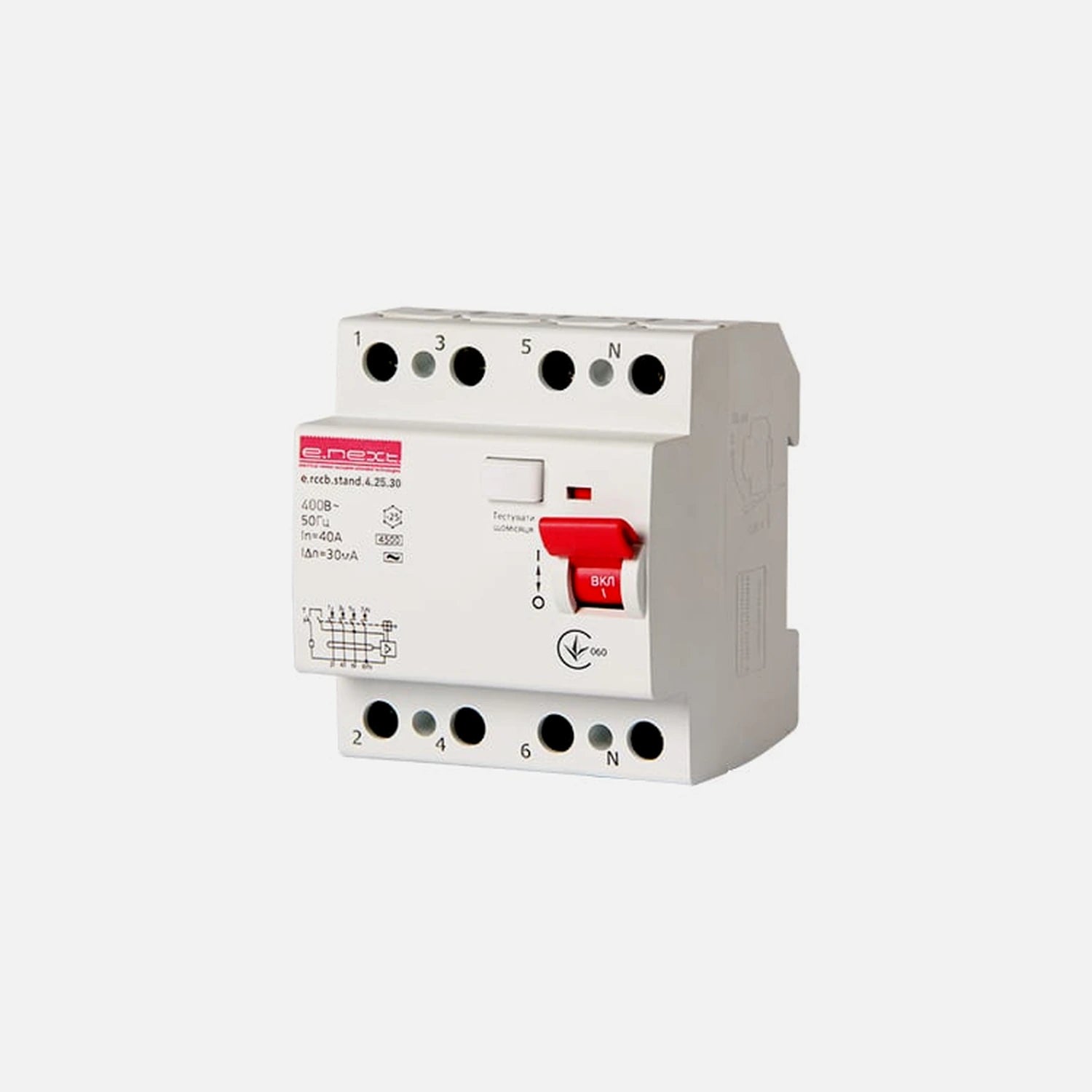 E.NEXT RCCB 4P 40A 6kA 30mA Pro Residual Current Breaker
