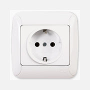 Schuko Socket Side Earth White 16A 250V Inwall