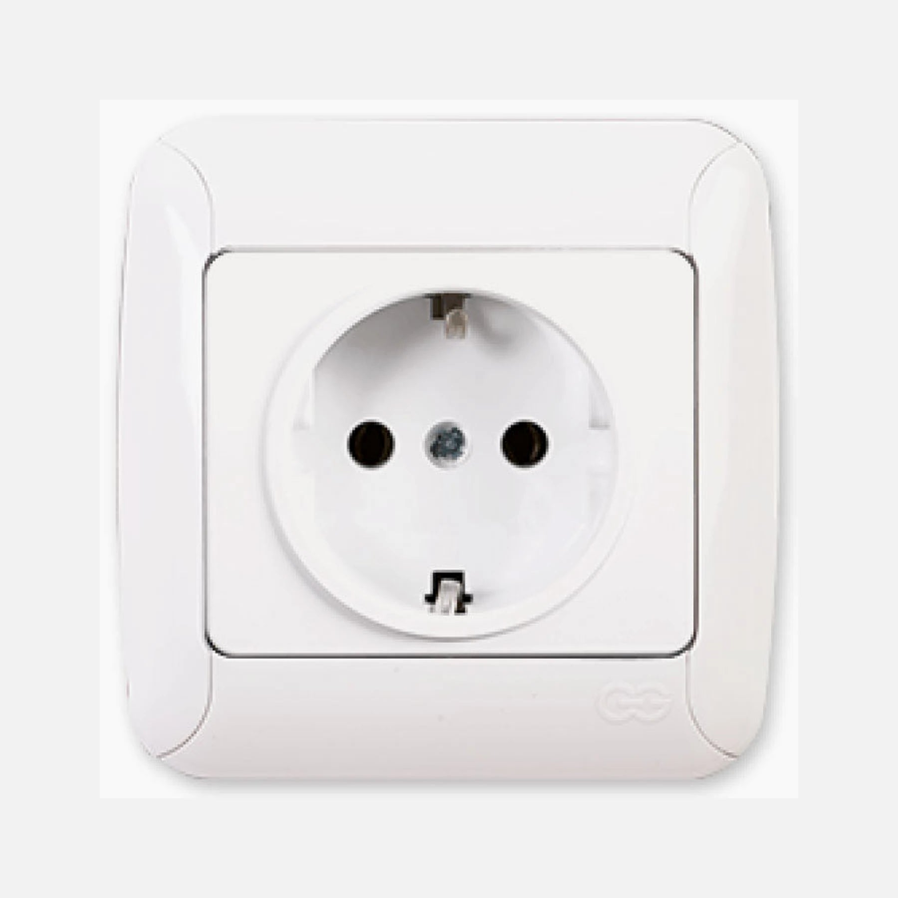 Schuko Socket Side Earth White 16A 250V Inwall