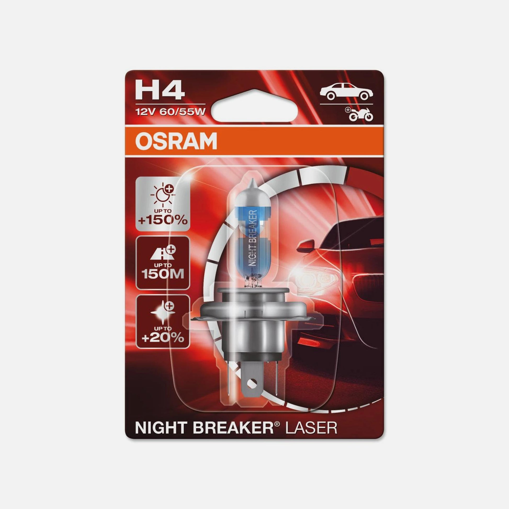 OSRAM Automotive Halogen Lamp NIGHT BREAKER LASER H4 - P43t