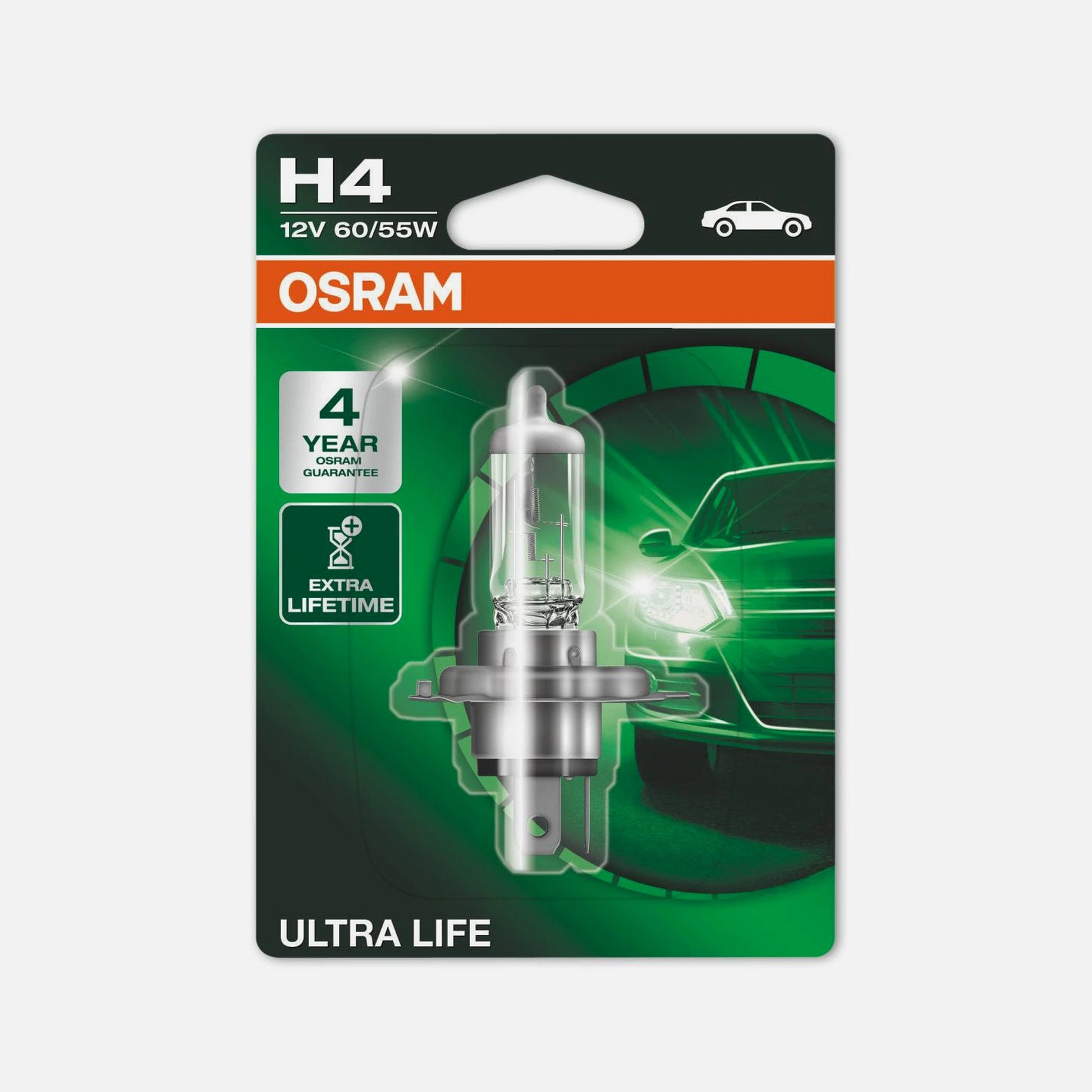 OSRAM Automotive Halogen Lamp ULTRA LIFE H4 - P43t
