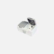 Schuko Double Watertight Socket With Cover, Gray