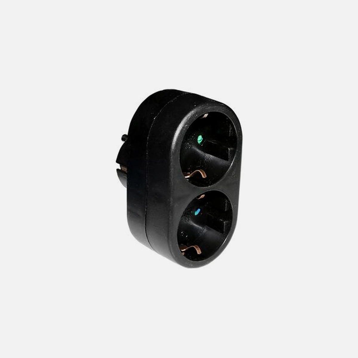 AD Schuko Adapter 1 Male to 2 Female Sockets Black