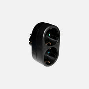 AD Schuko Adapter 1 Male to 2 Female Sockets Black