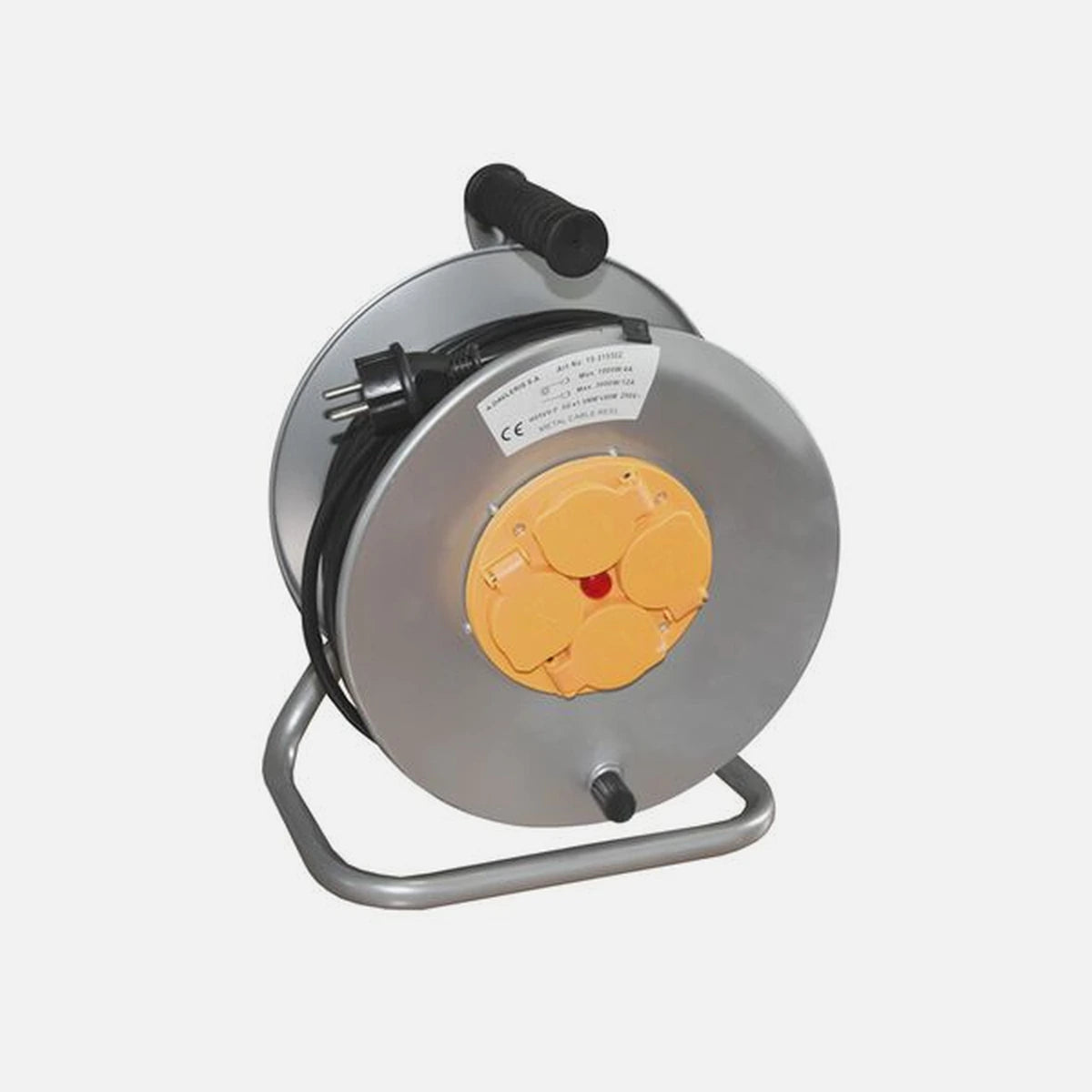 AD Extension Reel Metal Spool 4 Schuko Sockets 3x1.5mm² 50m