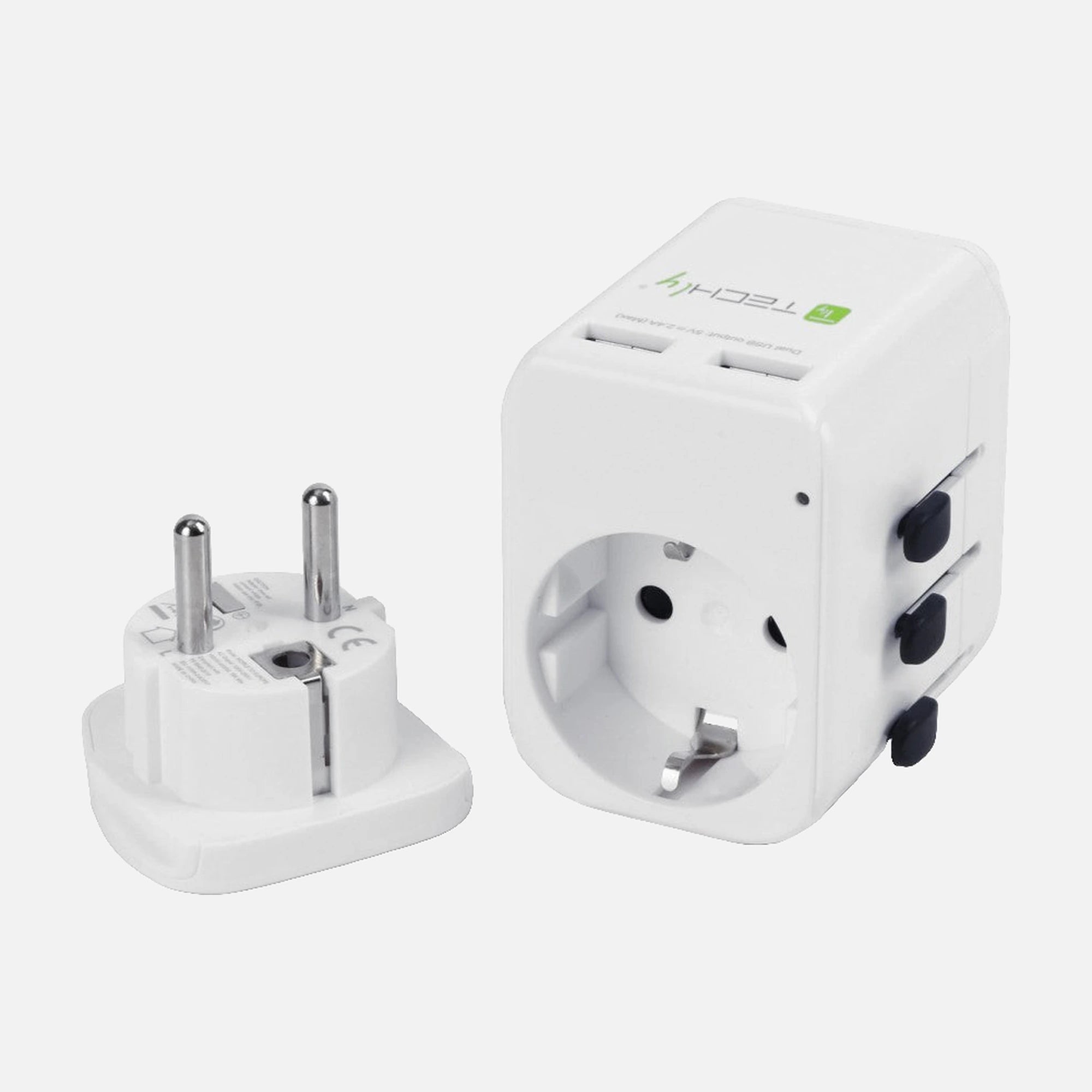 Techly I-TRAVEL-06TYWH Universal Travel Adapter 2 USB 2.4A White