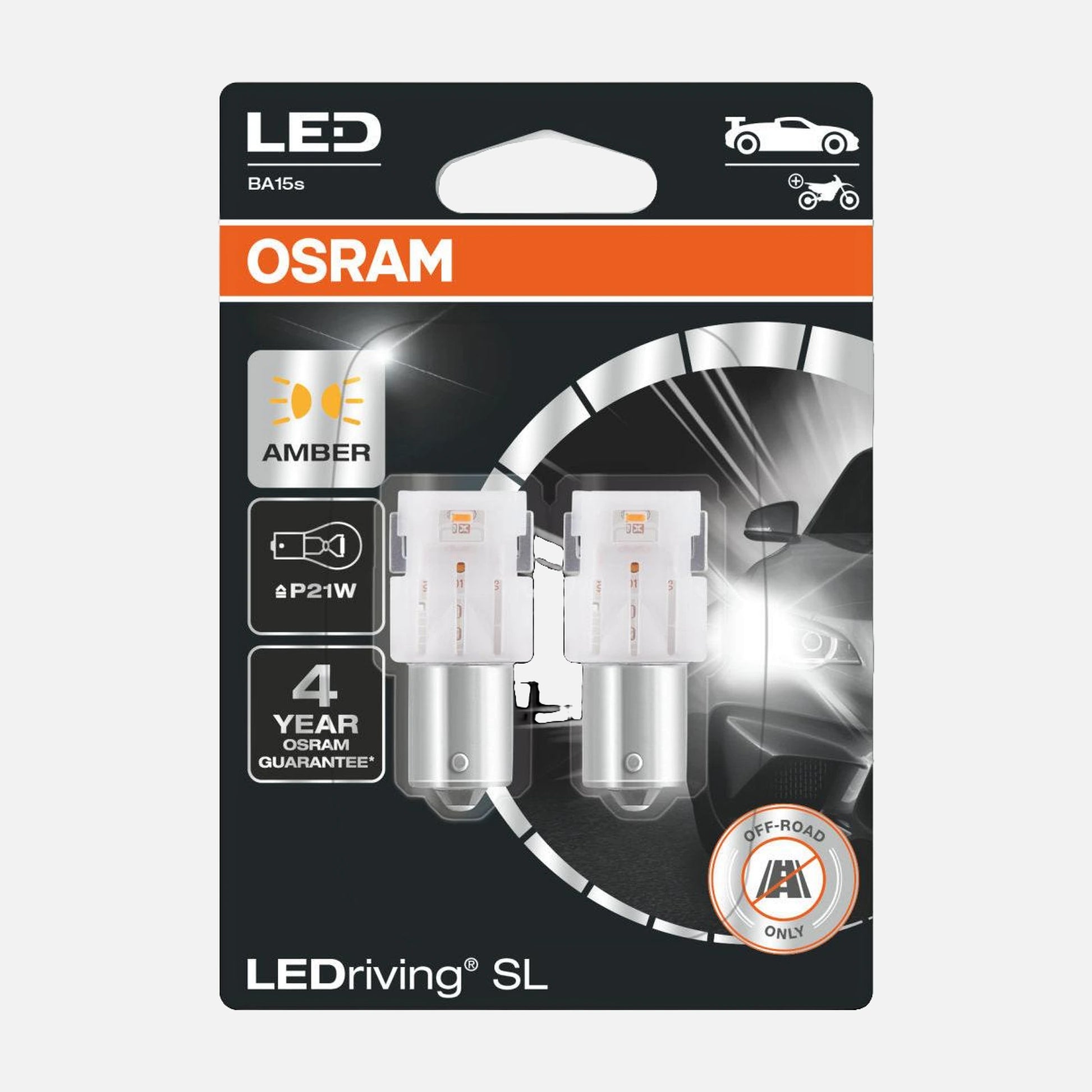 LEDVANCE OSRAM Auto Auxiliary Bulb LED SL P21W YELLOW - BA15s