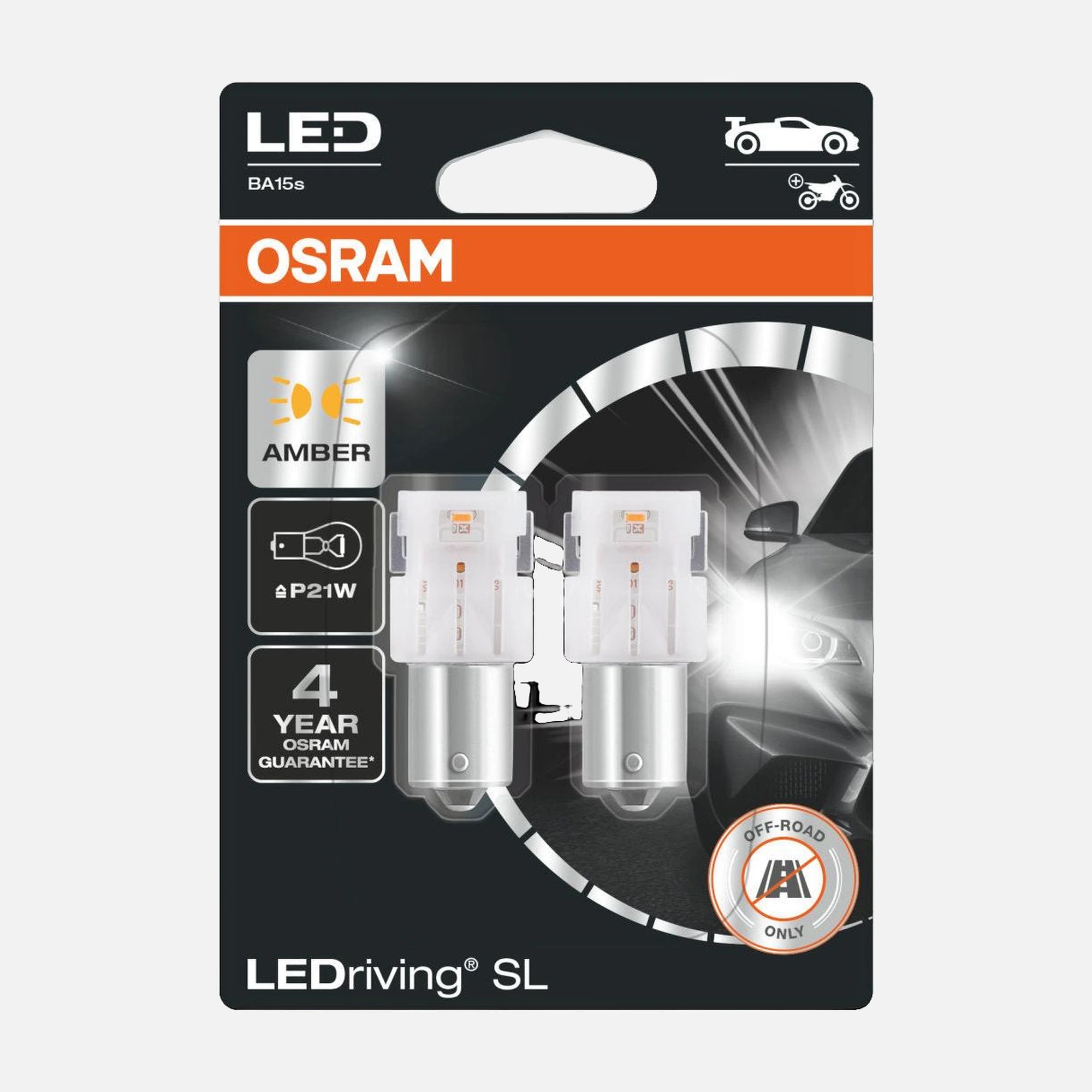 LEDVANCE OSRAM Auto Auxiliary Bulb LED SL P21W YELLOW - BA15s