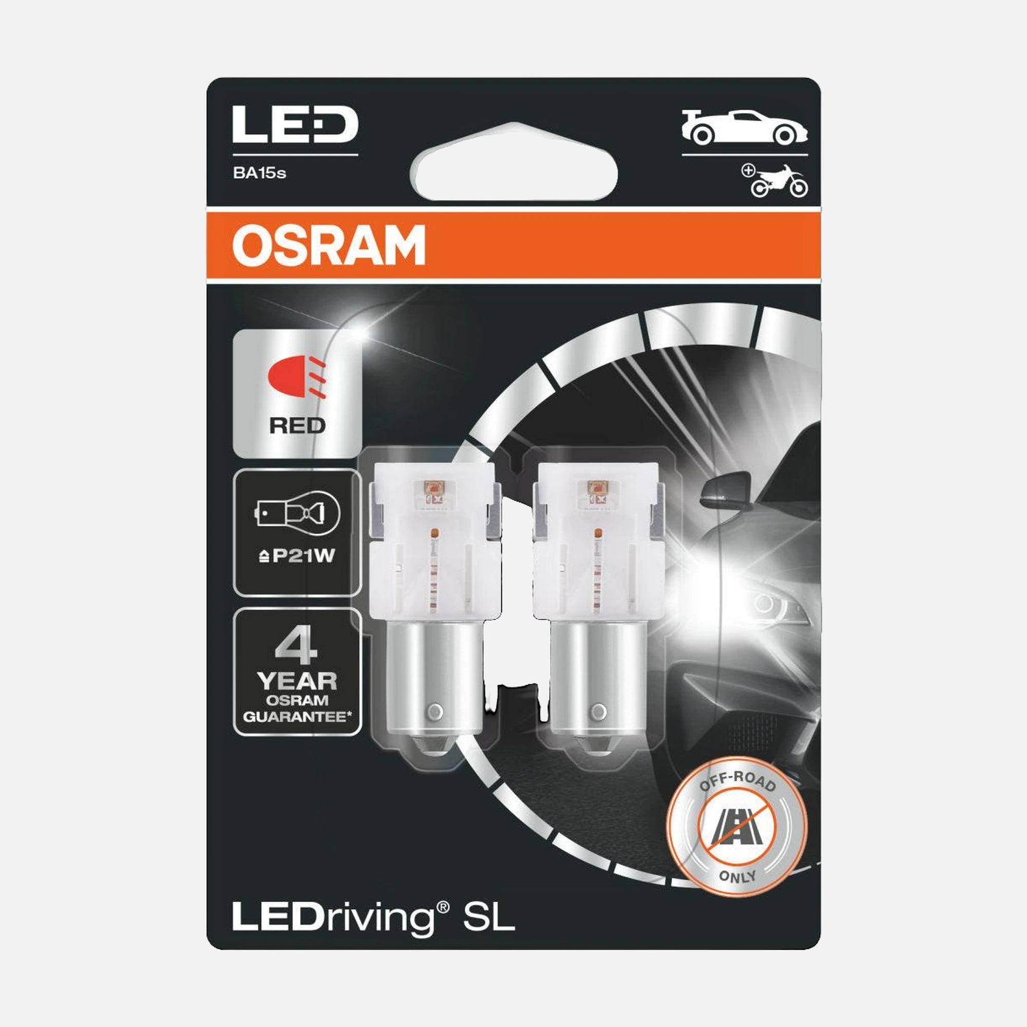 LEDVANCE OSRAM Auto Auxiliary Bulb LED SL P21W RED - BA15s