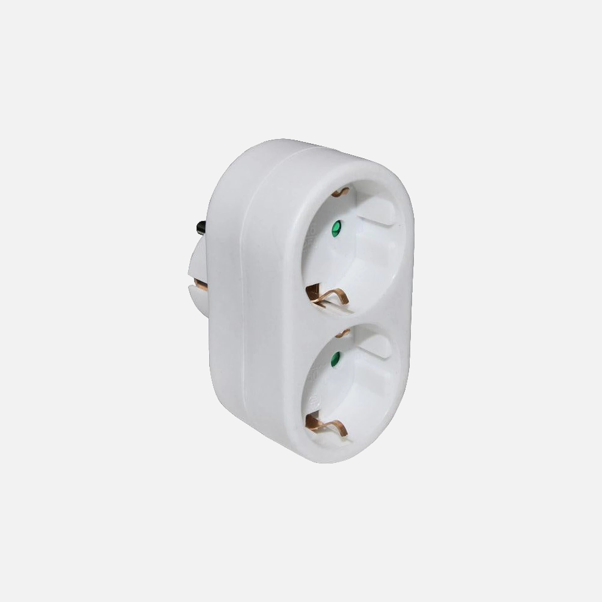 AD Adapter Schuko Male to 2 Schuko Female Sockets White
