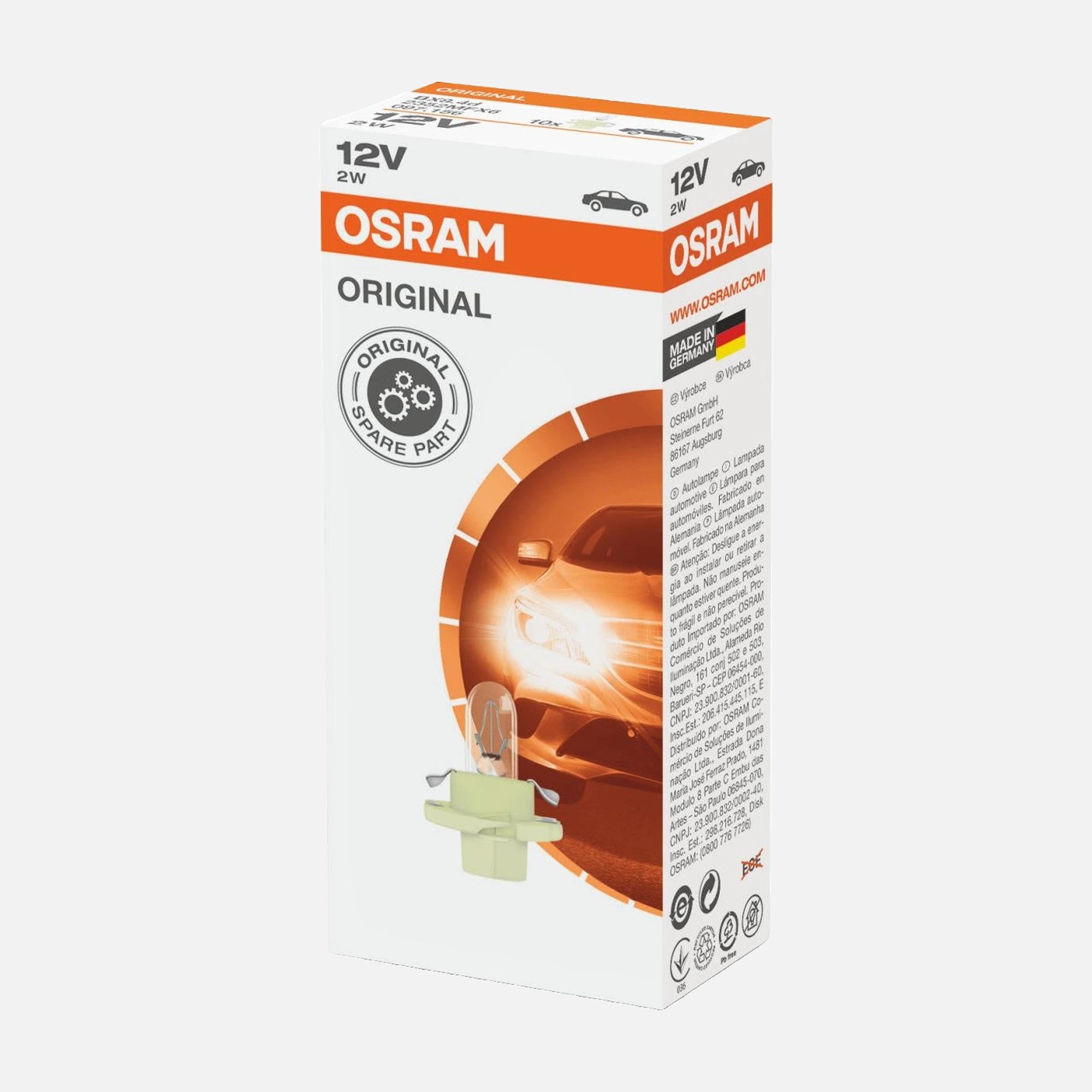 LEDVANCE OSRAM 12V Auto Bulb ORIGINAL - PLASTIC MF BASE 2352MFX6 BX8.4