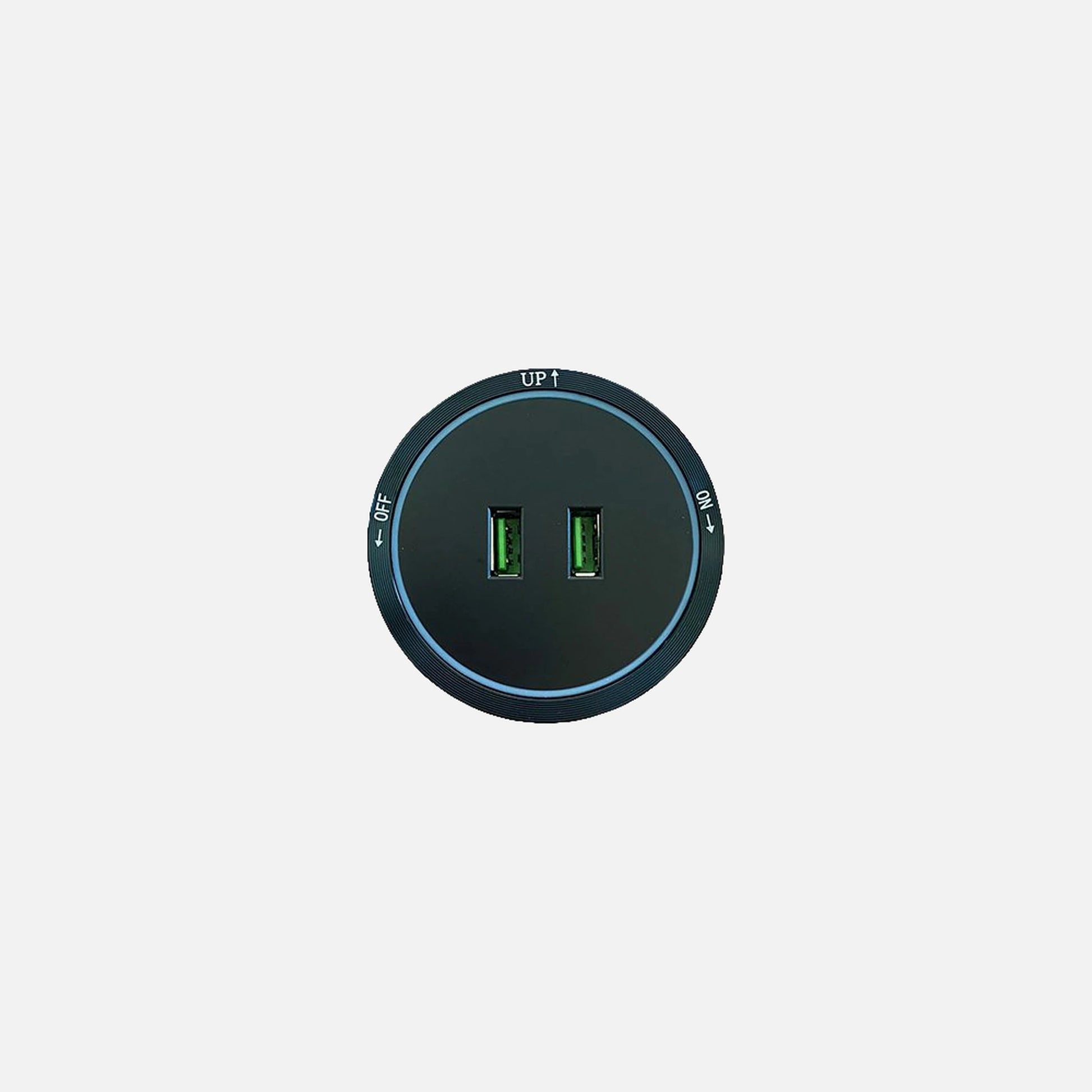 2xUSB accessory for Track Socket with blue LED lighting Black