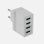Wall USB Charger 4 Ports 2x Auto 2.1A & 2x1A White