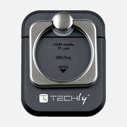 Techly I-SMART-RINGB Smartphone Ring Stand Holder Black