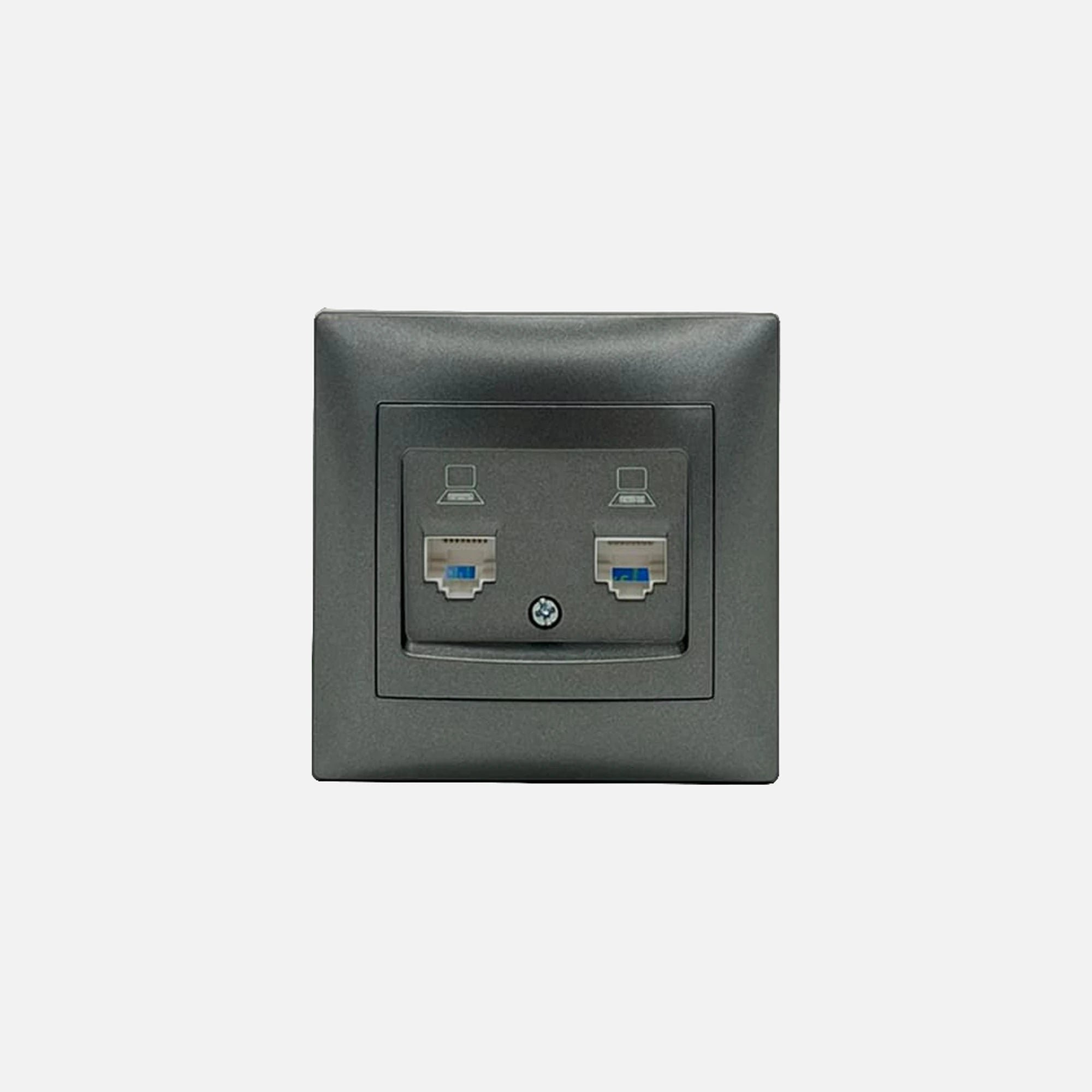 RP - Stinel Domus Anthracite Double Socket Cat6