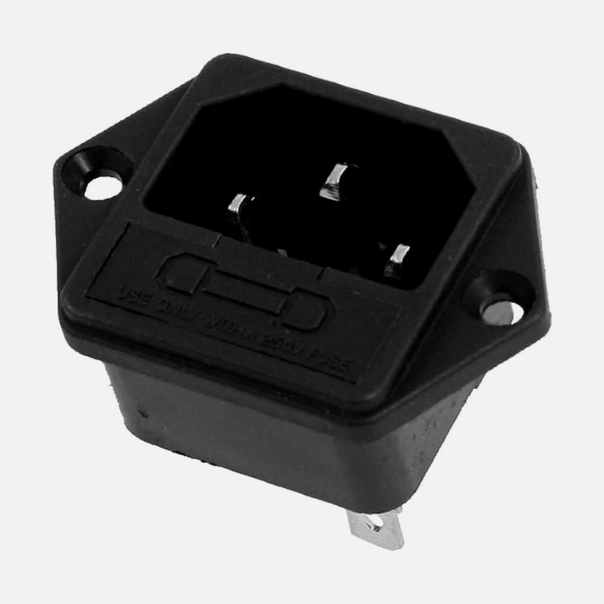 GBC 22.0307.10 - Three-pole IEC C14 ac panel male plug with fuse holder