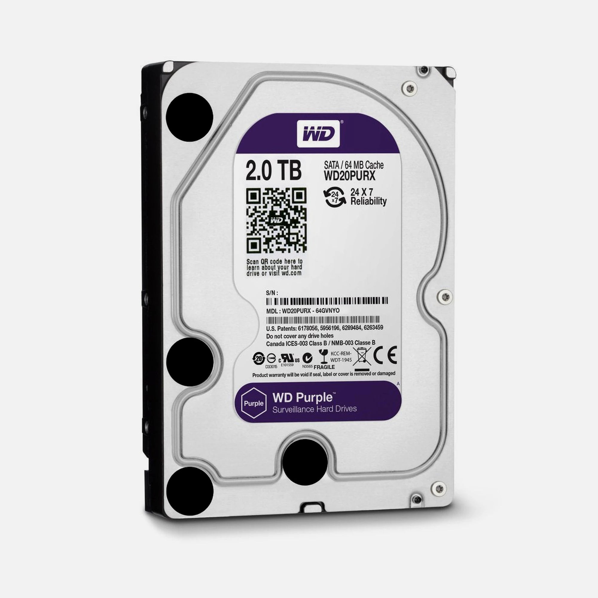 Western Digital WD Purple WD23PURZ 2TB Surveillance HDD 3.5" SATA