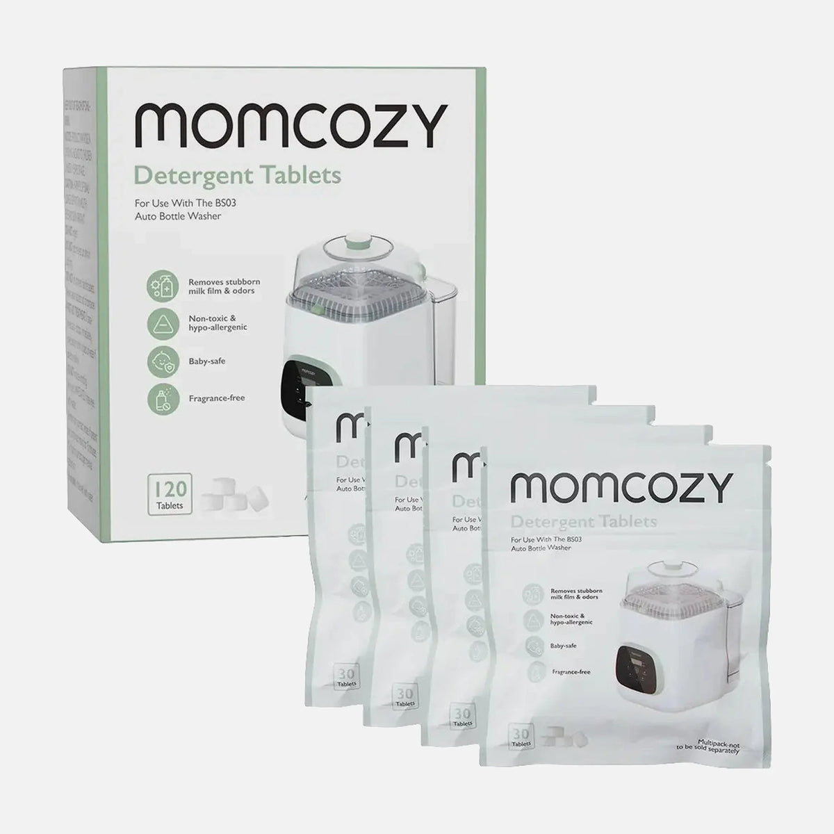Momcozy KleanPal Pro Cleaning Tablets 120-pack — part of the Momcozy KleanPal Pro Bottle Washer + 120 Cleaning Tablets Bundle
