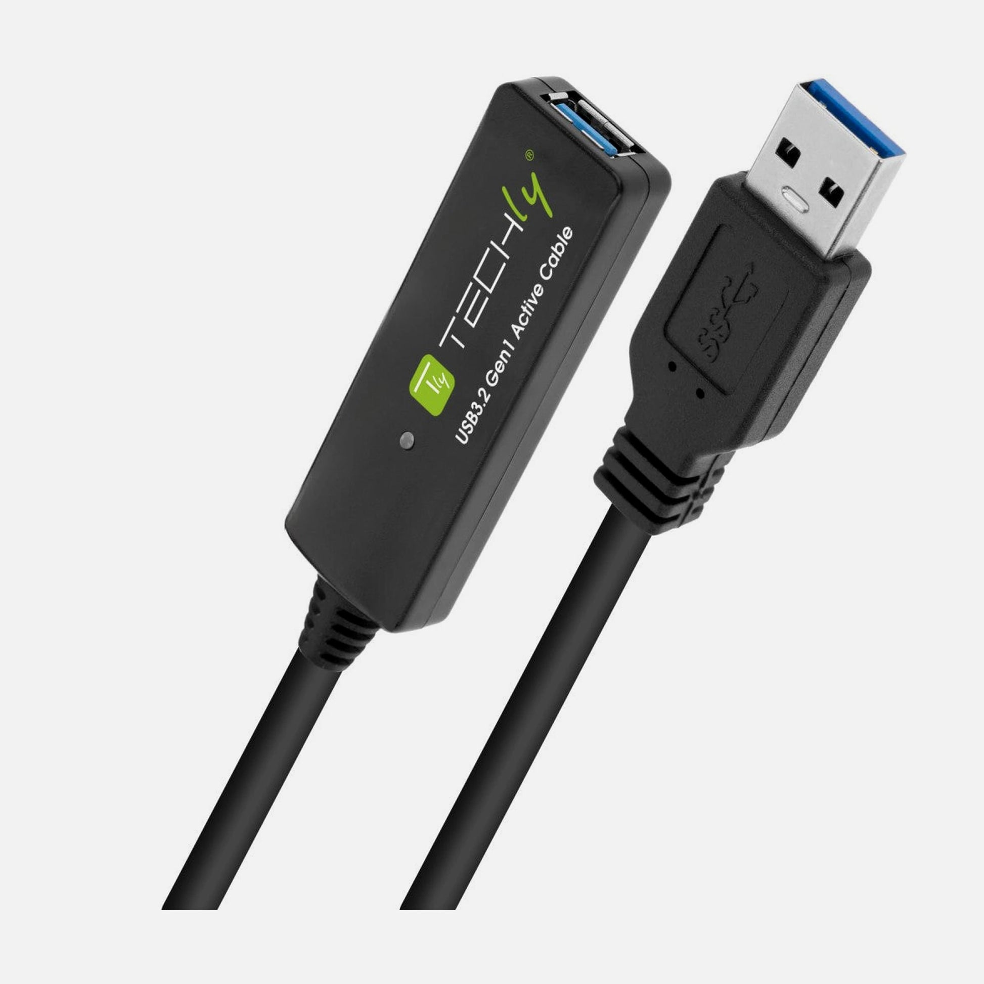 Techly ICUR3050G USB 3.2 Active Extension Cable – 5m, 5Gbps & Cascadable to 15m