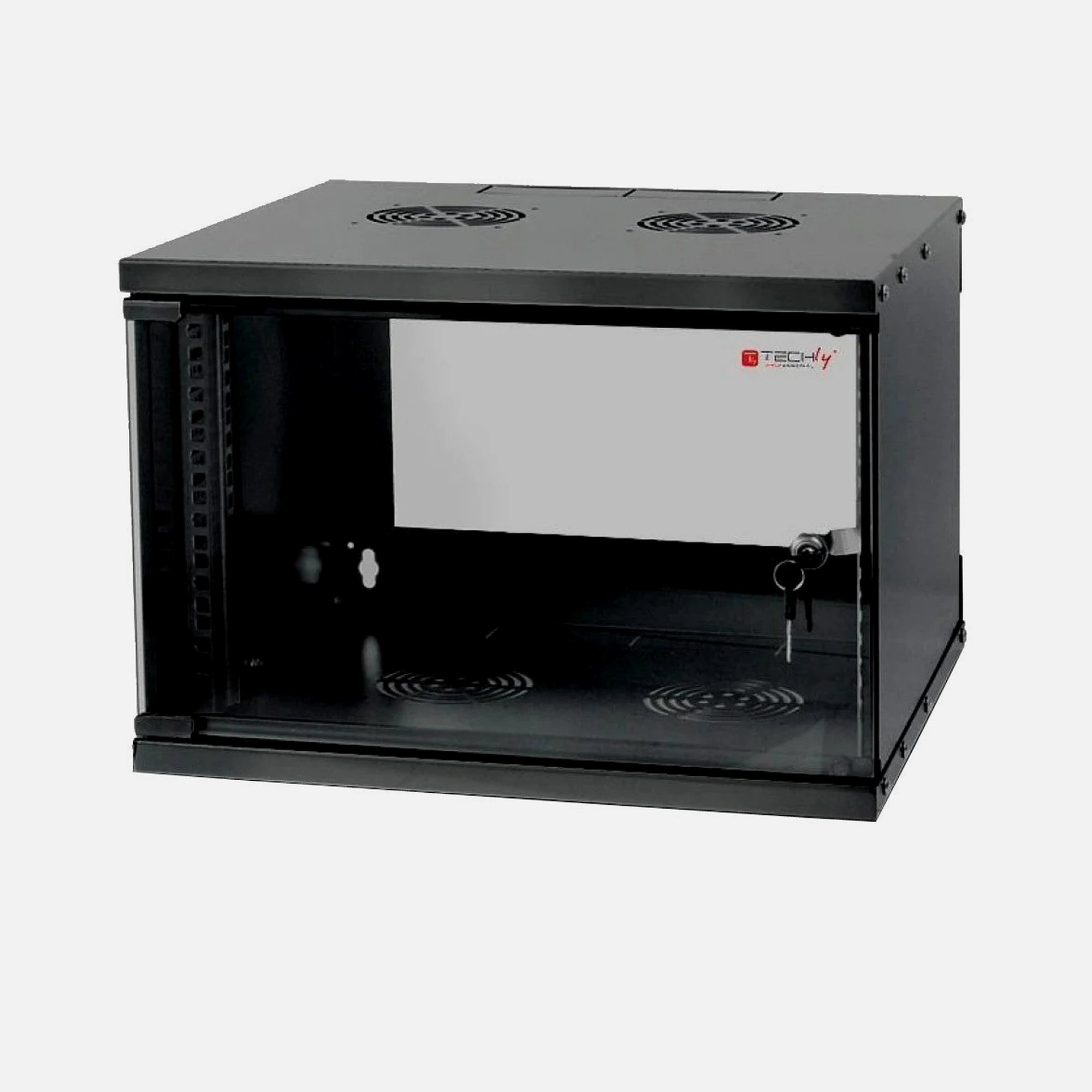 Techly I-CASE EL-1006B32 Wall Rack 19'' 6U – 320mm Depth, Glass Door & Pre-Assembled