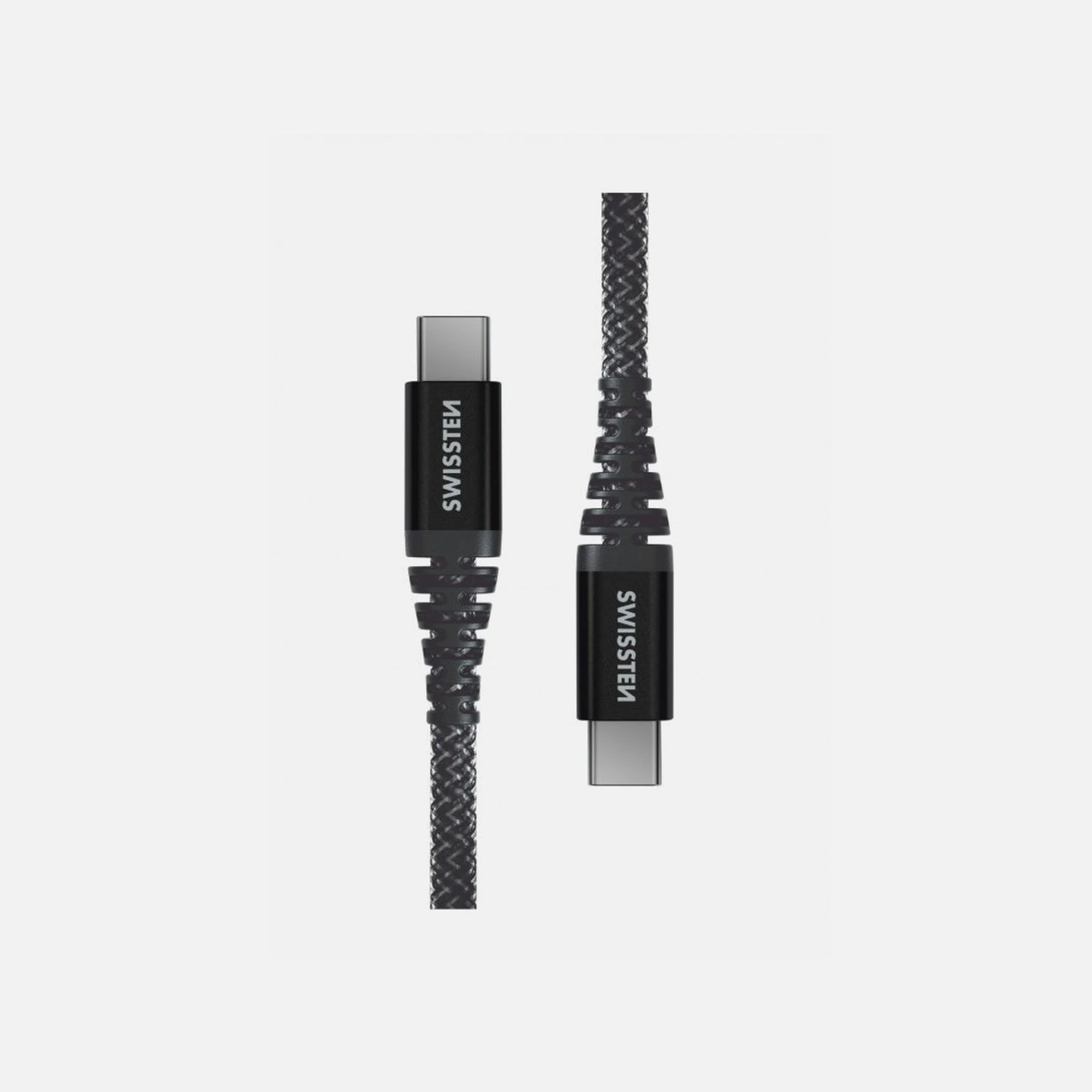 Swissten 71542010 USB-C to USB-C Cable – 1.5m, Kevlar Braid, Black
