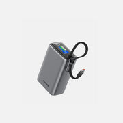Swissten 22013977 Power Bank 25000 – 25,000mAh, 100W USB-C PD & Built-in Cable, Digital Display, Grey