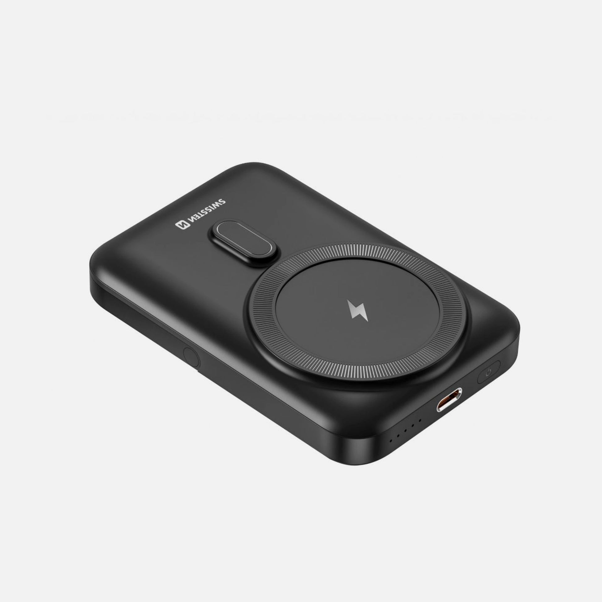 Swissten 22013974 10K Magnetic Power Bank – 10,000mAh, Qi2 15W MagSafe, iPhone 12+, Black