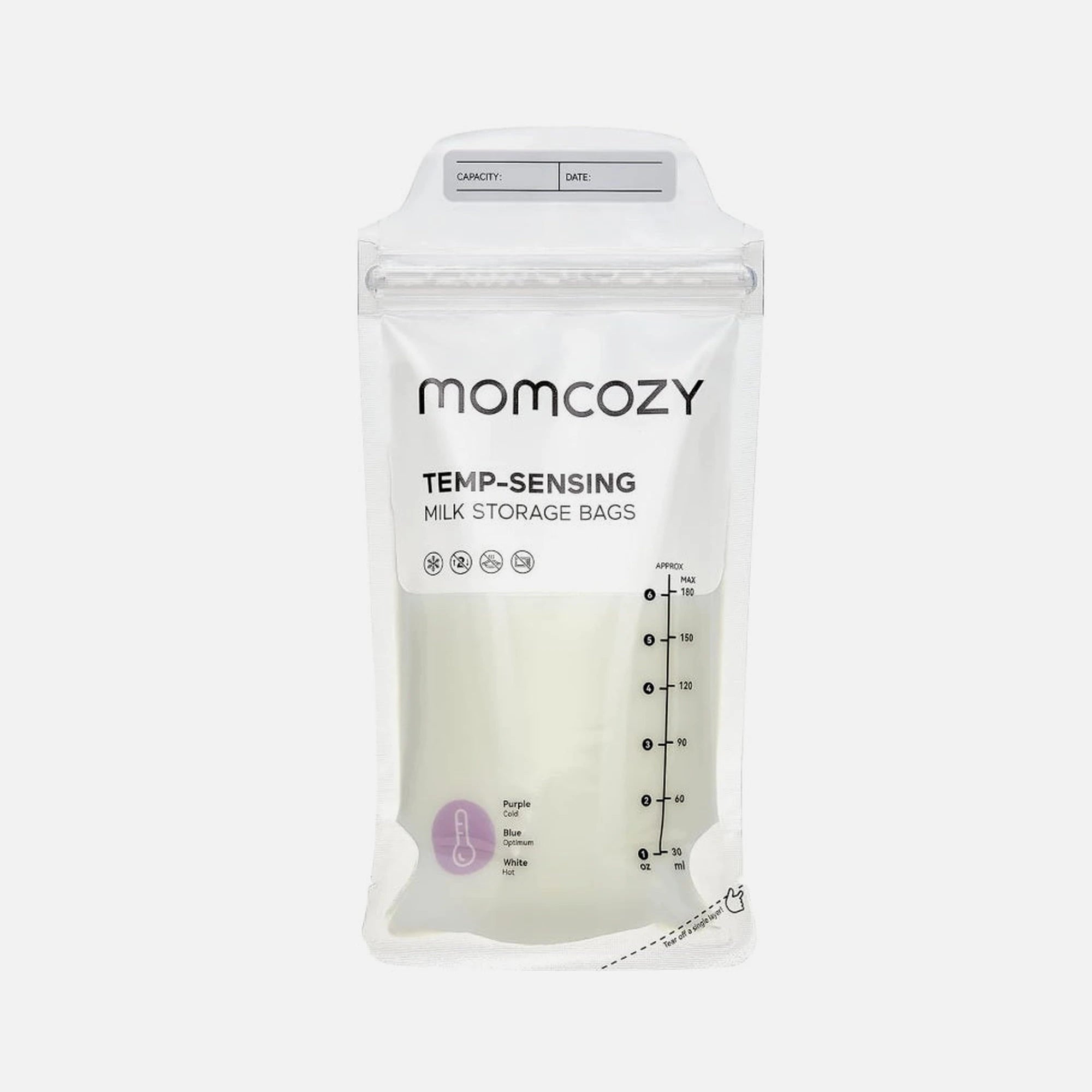 Momcozy MS002-NA12NB-A Breast Milk Storage Bags – Temp-Sensing, 180ml & 50-Pack