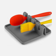 AJ Silicone Spoon Rest with Drip Pad – Multi-Slot, Set of 2, Grey