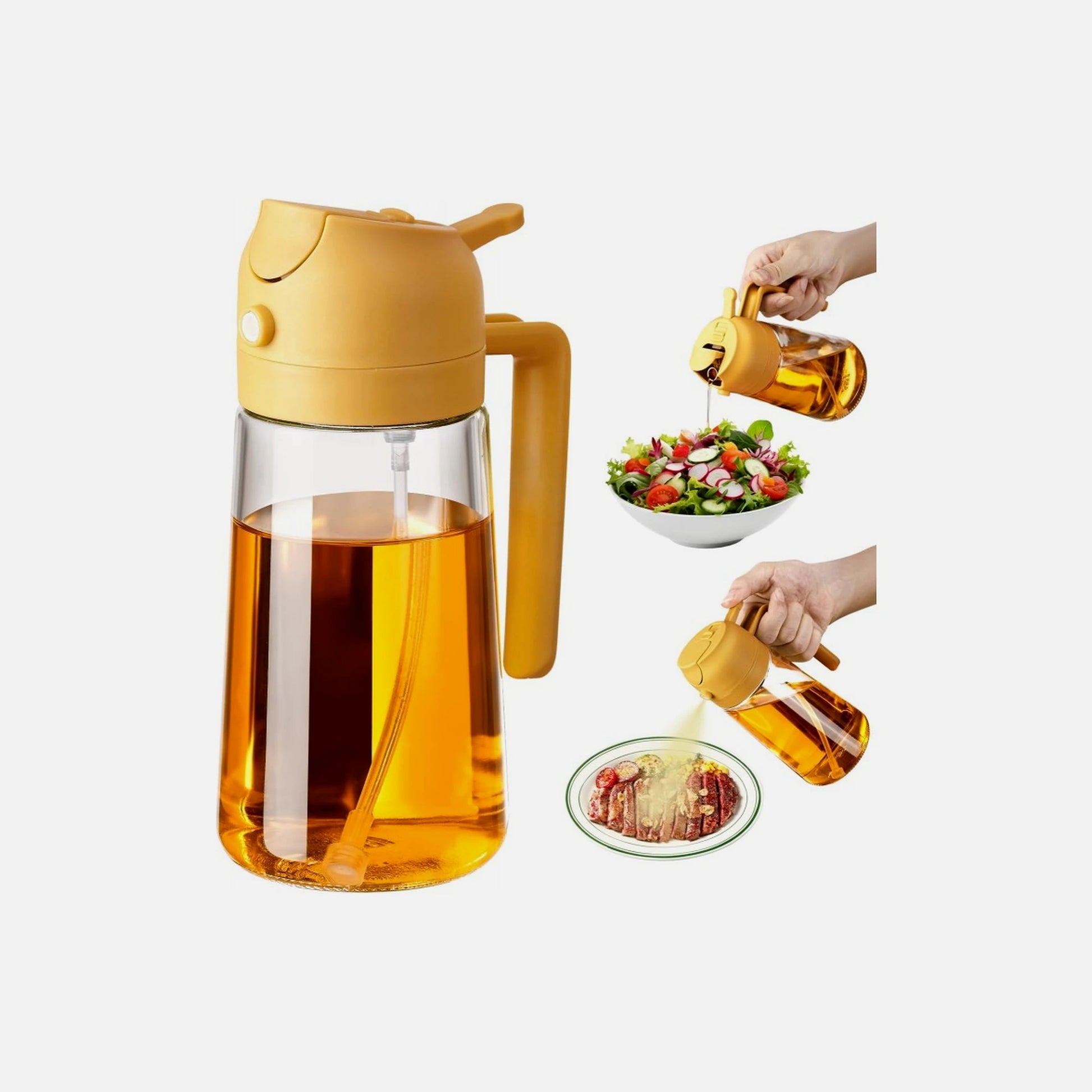 AJ Oil Sprayer for Cooking 470ml – Glass, BPA-Free, Orange