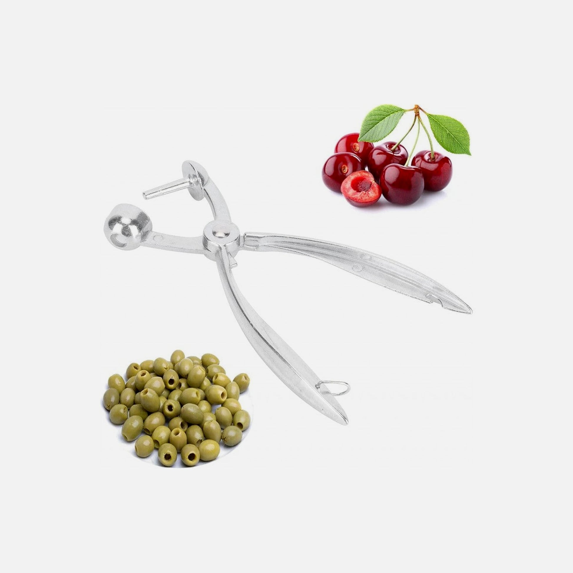 AJ Cherry & Olive Pitter Tool – Seed Remover with Collection Reservoir