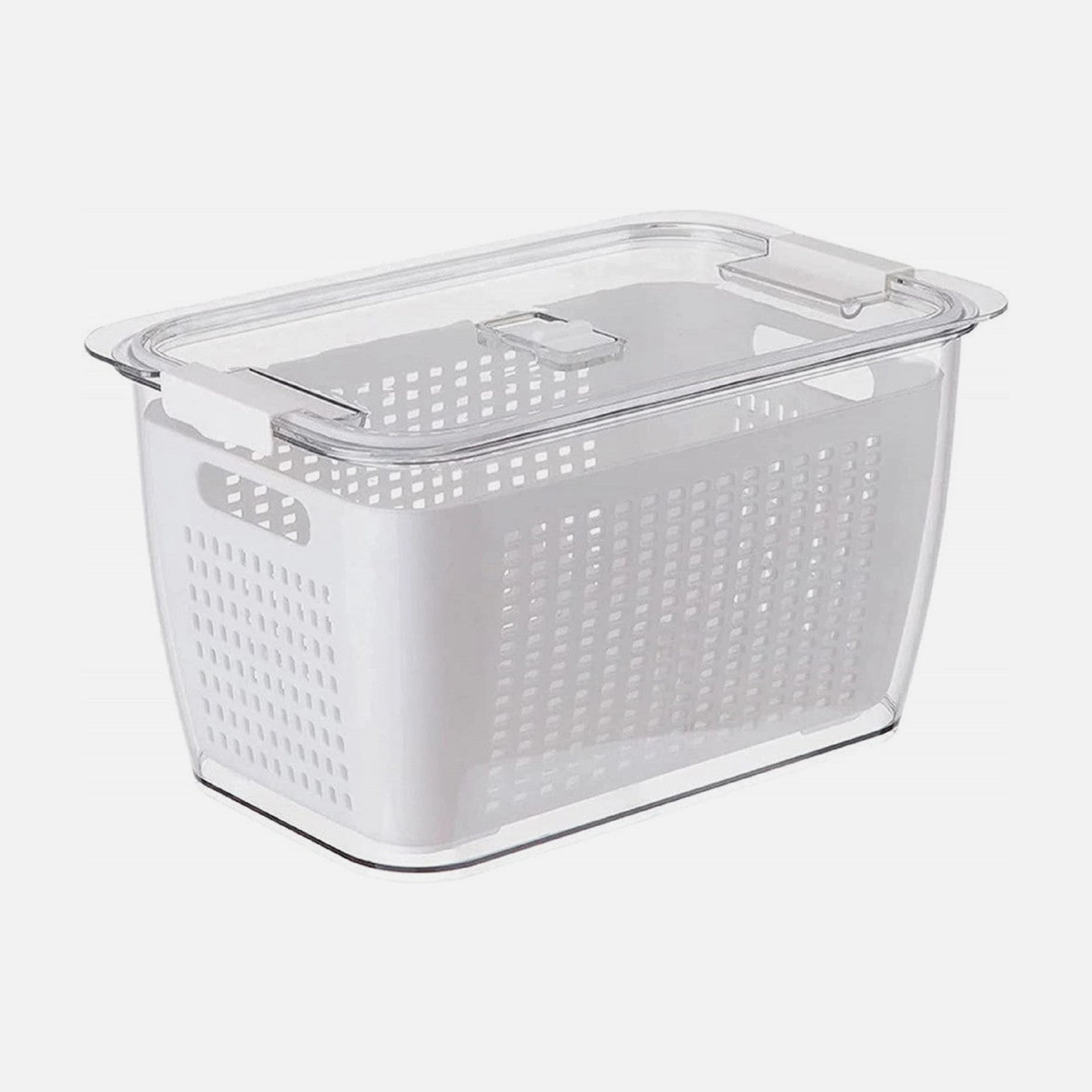 AJ Refrigerator Drain Basket – Fruit & Vegetable Storage, Removable Strainer, White