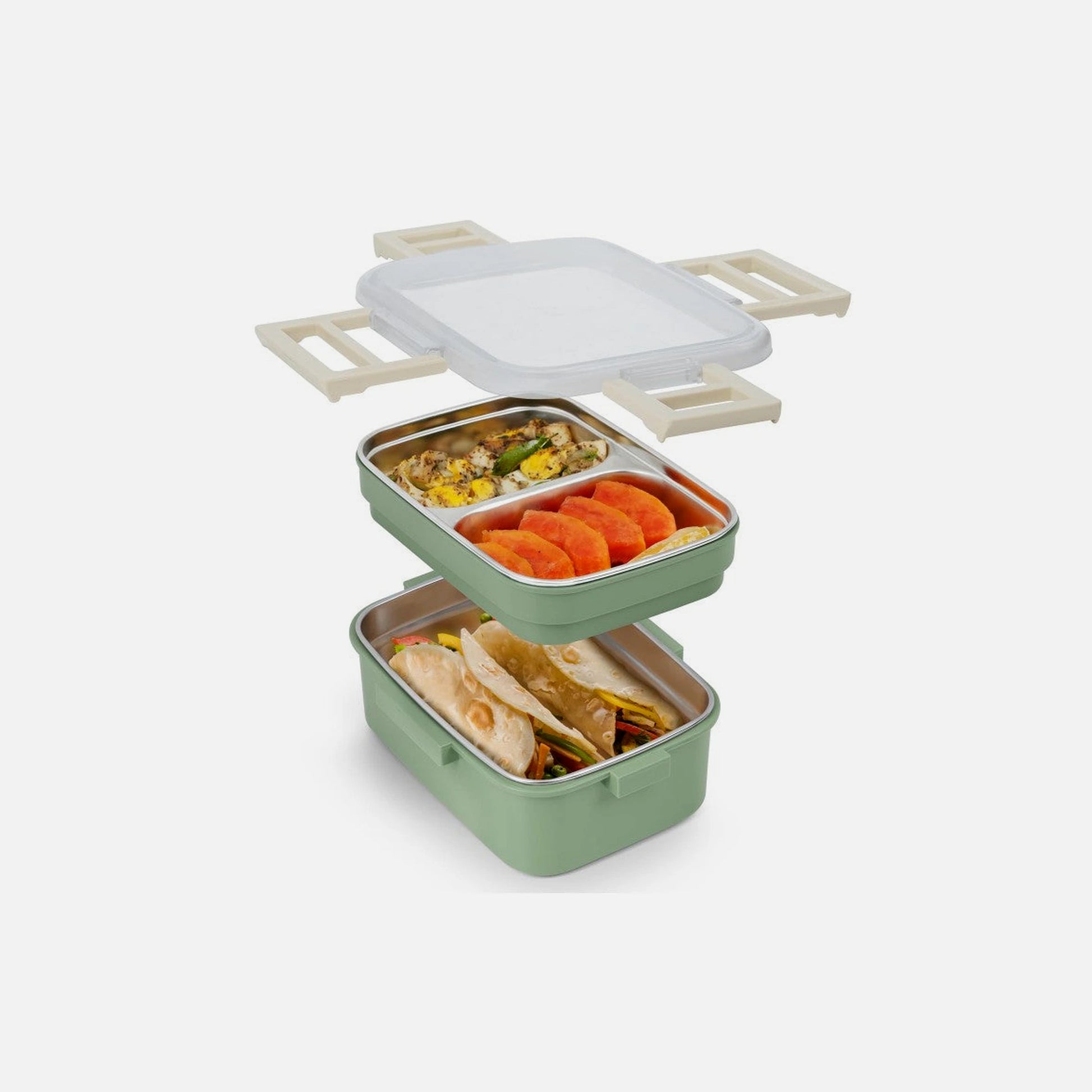 AJ O-Bento 2-Tier Insulated Lunch Box 1200ml – SUS304, Green/Khaki