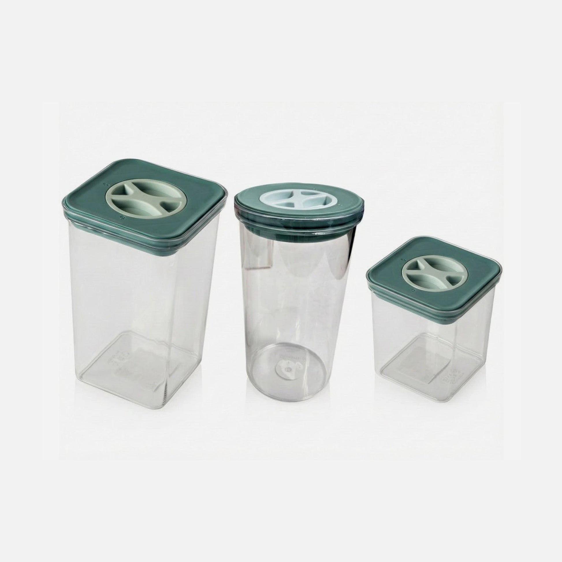 AJ Airtight Food Storage Containers Set of 3 – 1350ml + 1600ml + 2100ml, Clear