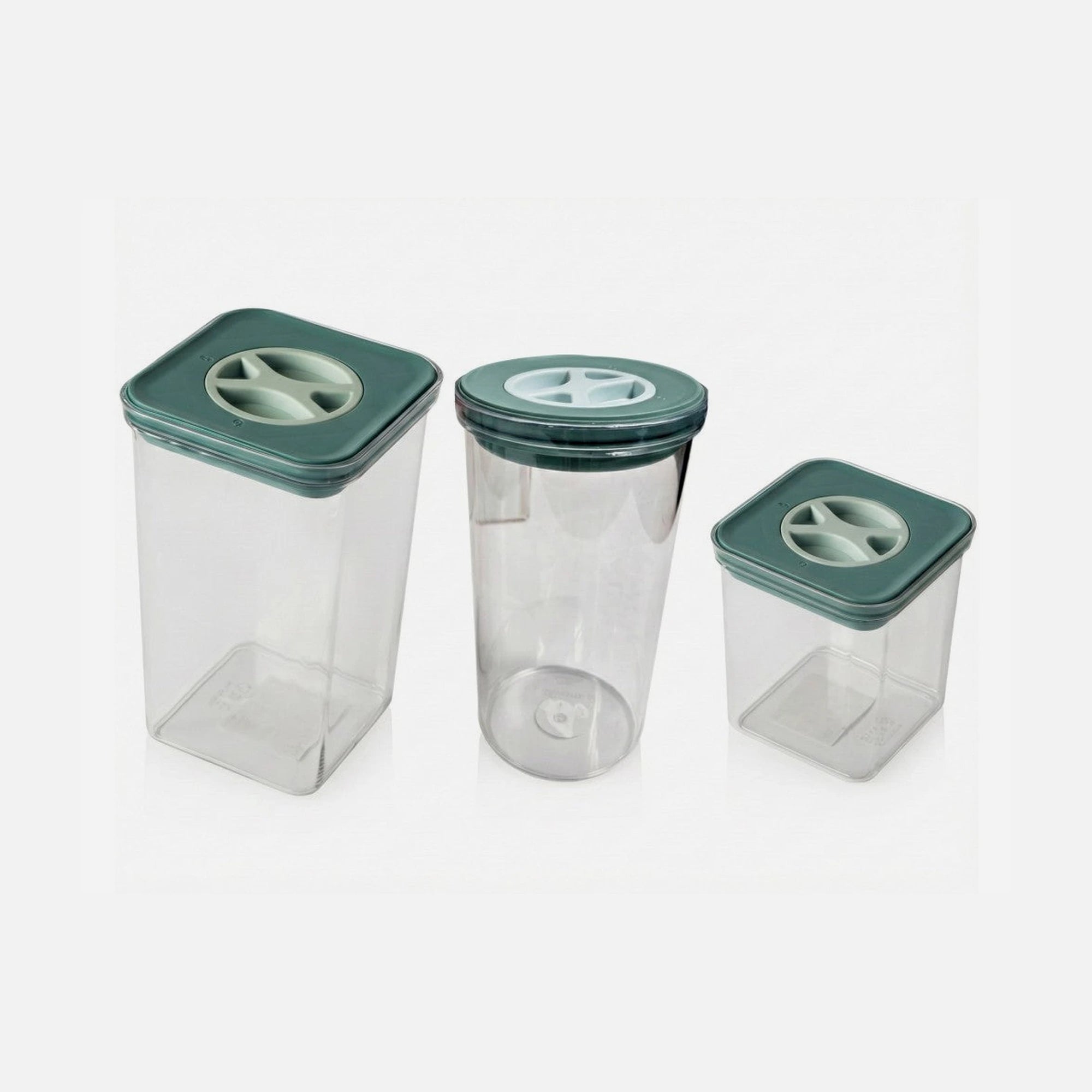 AJ Airtight Food Storage Containers Set of 3 – 1350ml + 1600ml + 2100ml, Clear