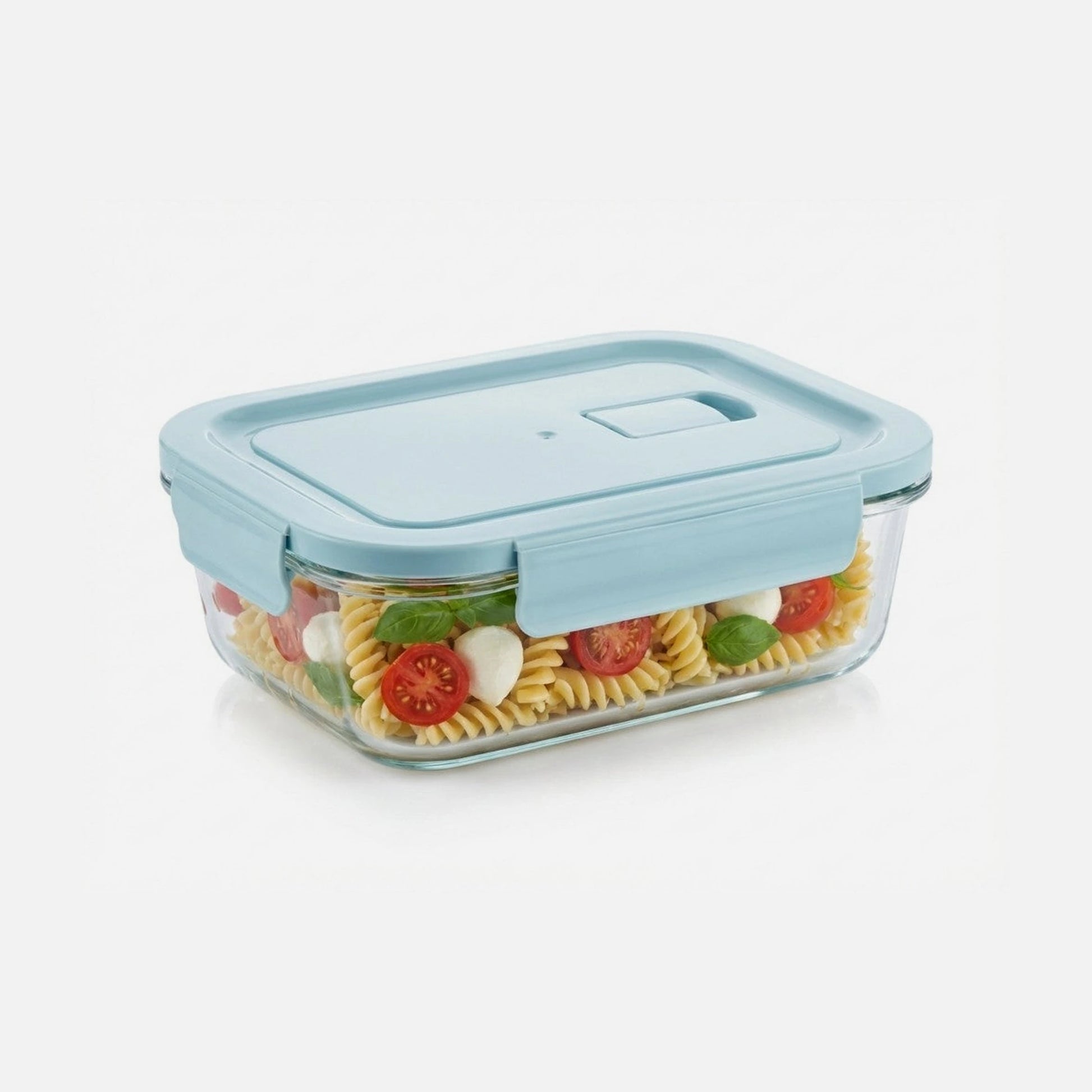 AJ Glass Food Container XL 1040ml 20x15.5x6.5cm – Airtight, Light Blue Lid