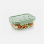 AJ Glass Food Container 680ml 17x12.5x5.5cm – Airtight, Green Lid
