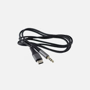 KLGO AUX-3 3.5mm AUX to Type-C Audio Adapter Cable 1m Nylon Braided, Black