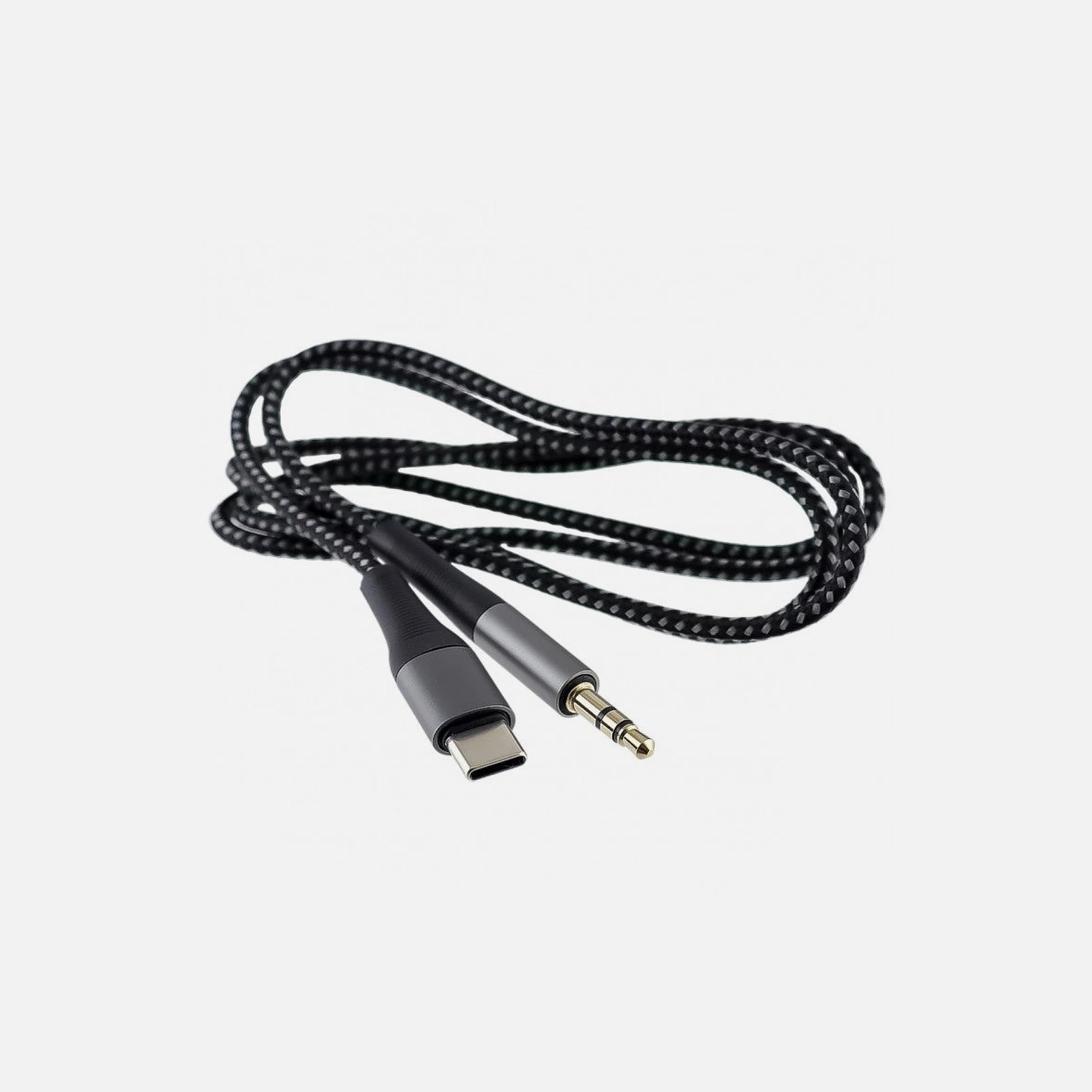 KLGO AUX-3 3.5mm AUX to Type-C Audio Adapter Cable 1m Nylon Braided, Black