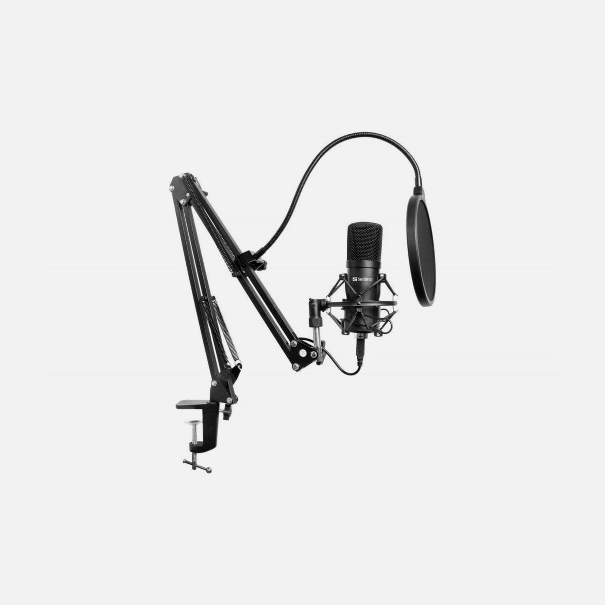 Sandberg Streamer USB Microphone Kit – Studio Condenser with Arm, Shock Mount & Pop Filter
