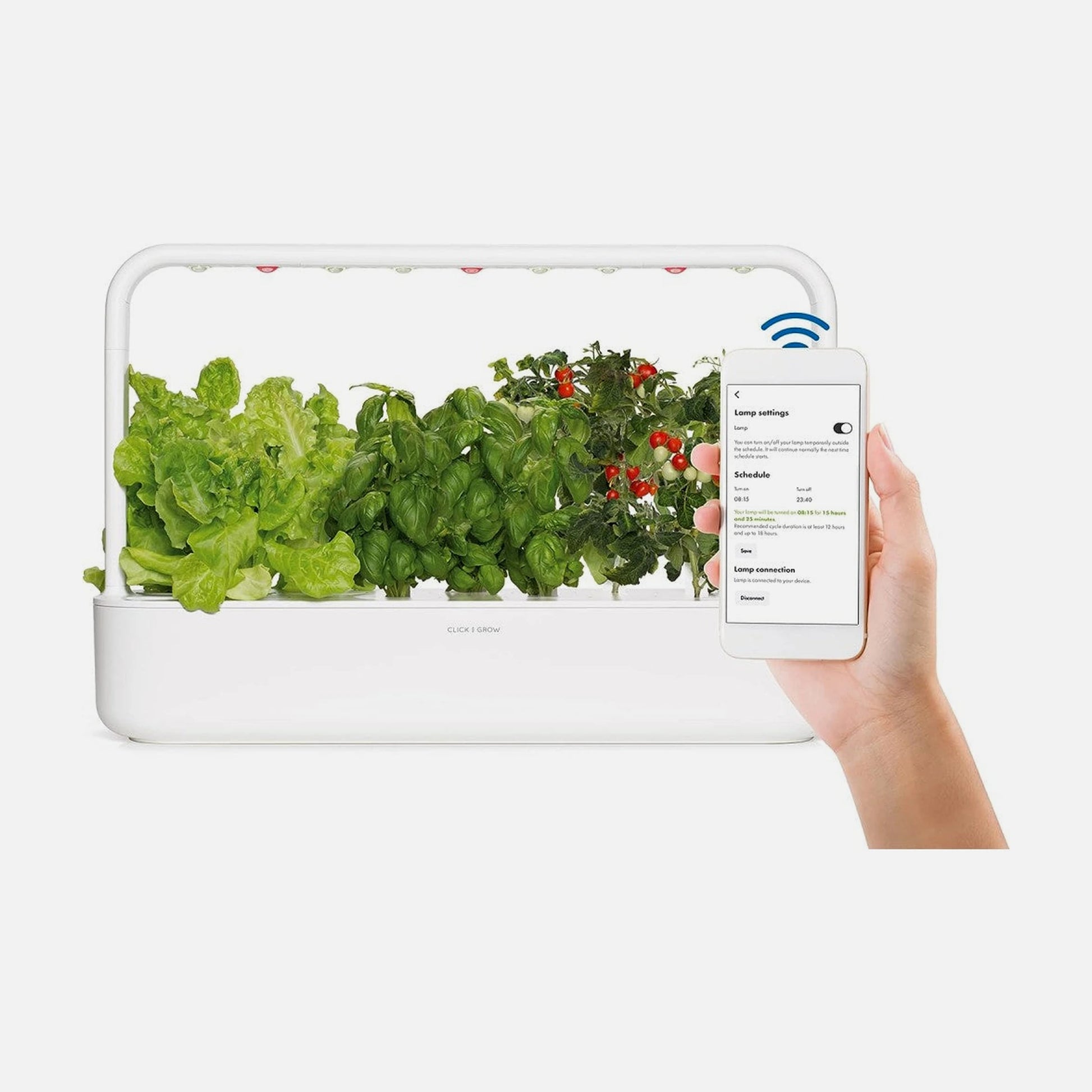 Click & Grow Smart Garden 9 Pro – App-Controlled Indoor Planter with 3 Basil Pods, White