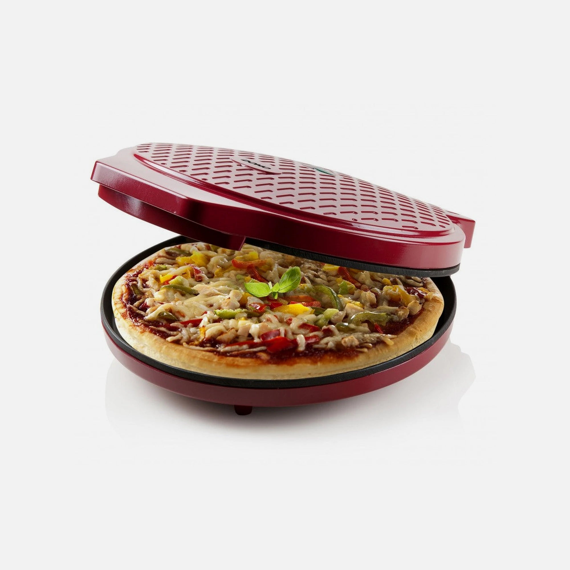 DOMO My Express Pizza Maker 1450W – 30cm Cast Iron, Red