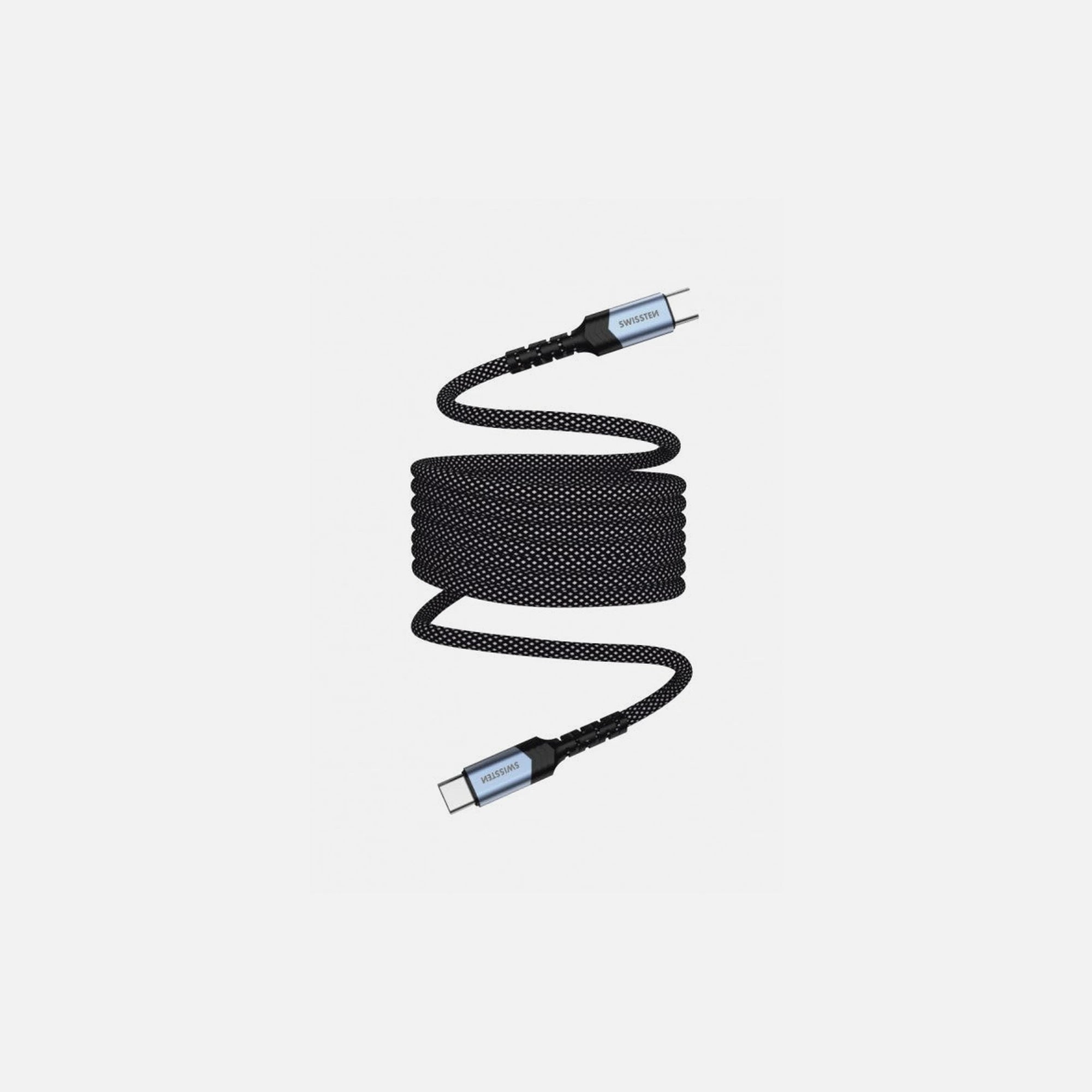 Swissten Braided Magnetic USB-C to USB-C Cable 1m – Nylon, Black