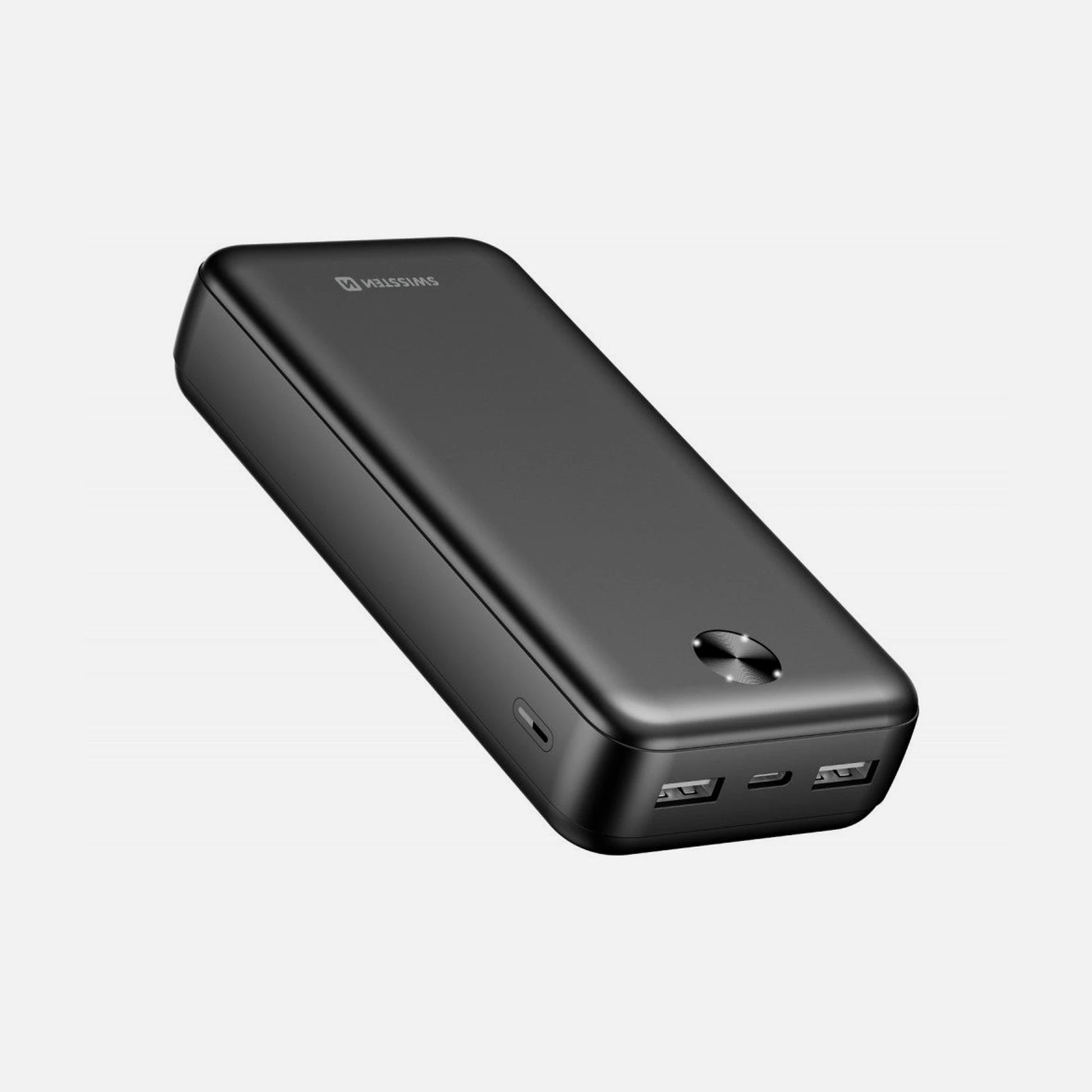 Swissten WORX Pro 20000mAh USB-C Power Bank – 2 USB-A, LED Status, Black