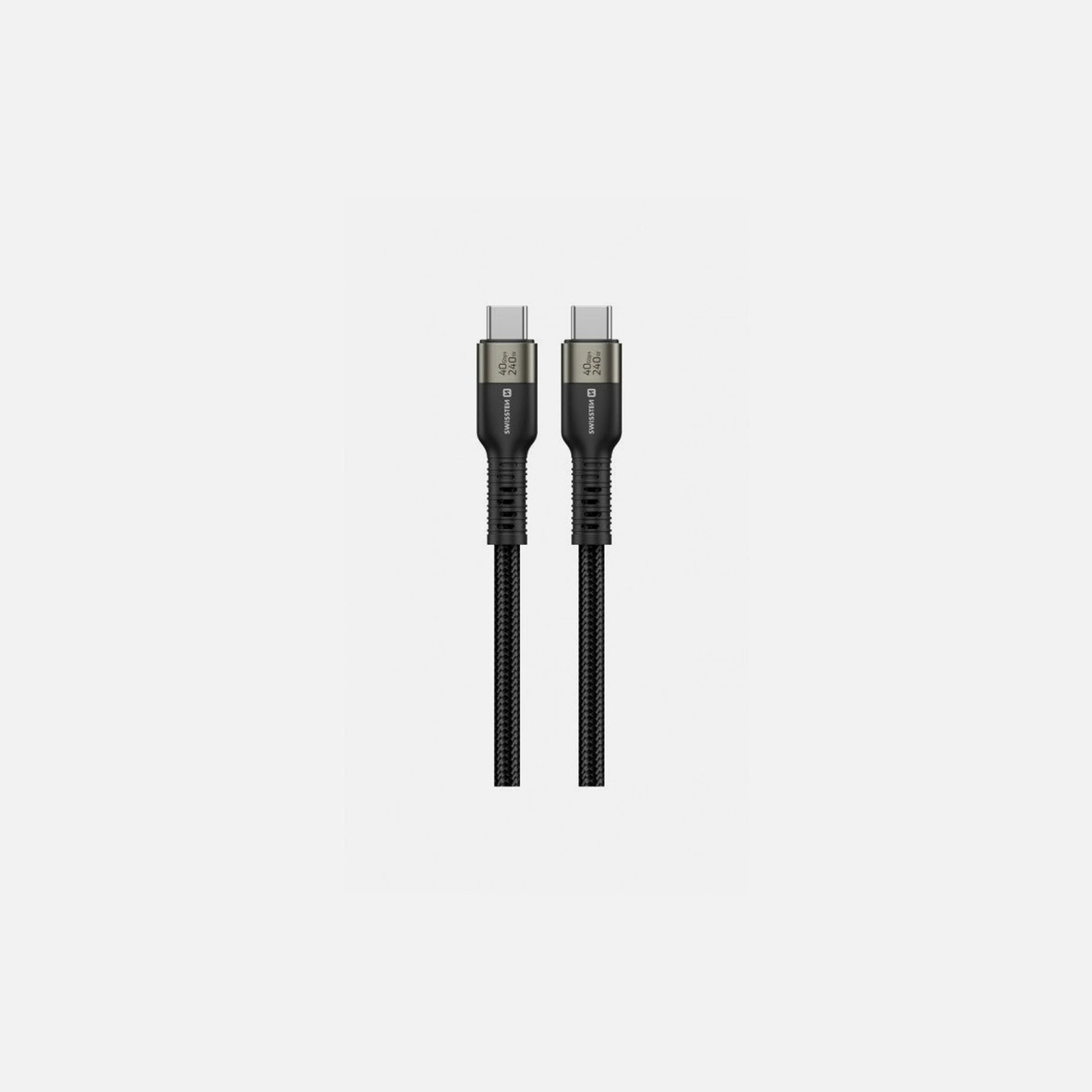 Swissten USB4.0 USB-C Cable 0.5m – 240W, 40Gbps, 8K@60Hz, Nylon Braided, Black