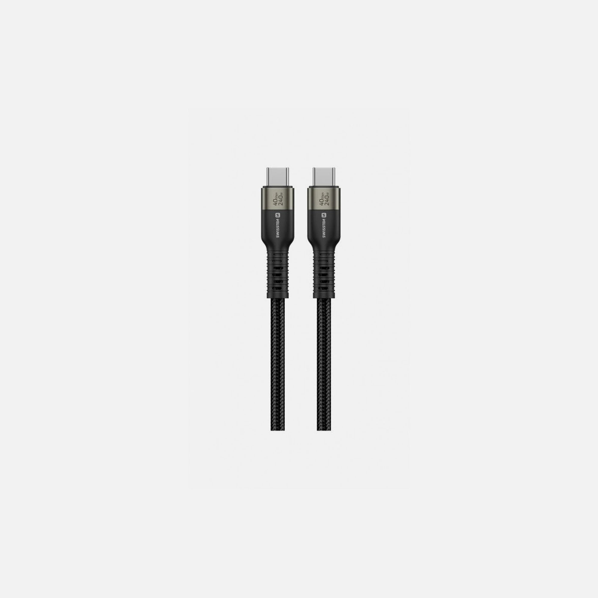 Swissten USB4.0 USB-C Cable 0.5m – 240W, 40Gbps, 8K@60Hz, Nylon Braided, Black