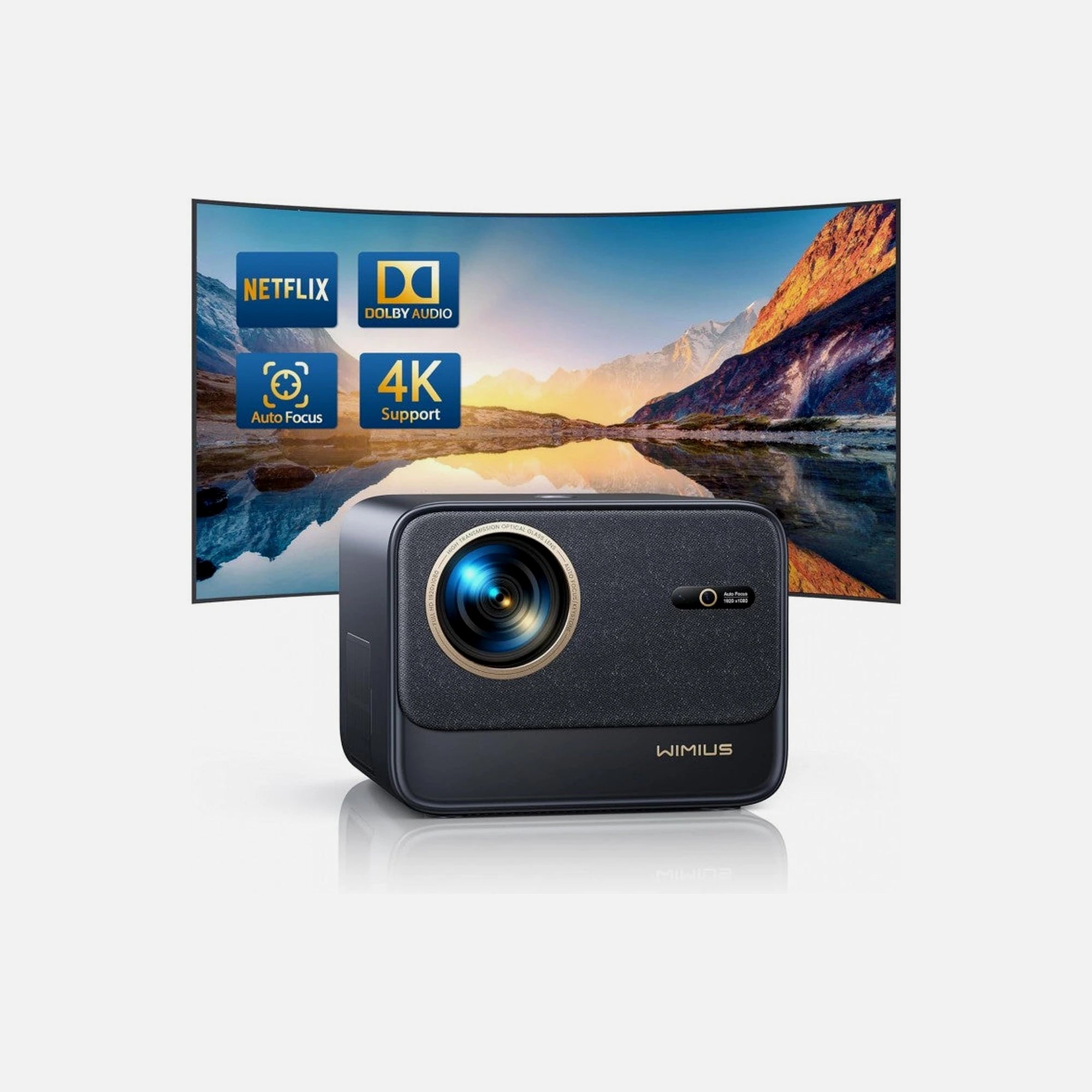 WiMiUS K9 Smart Projector 1080p/60Hz 700 ANSI Lumens with Netflix, WiFi 6, Bluetooth & Dolby Audio
